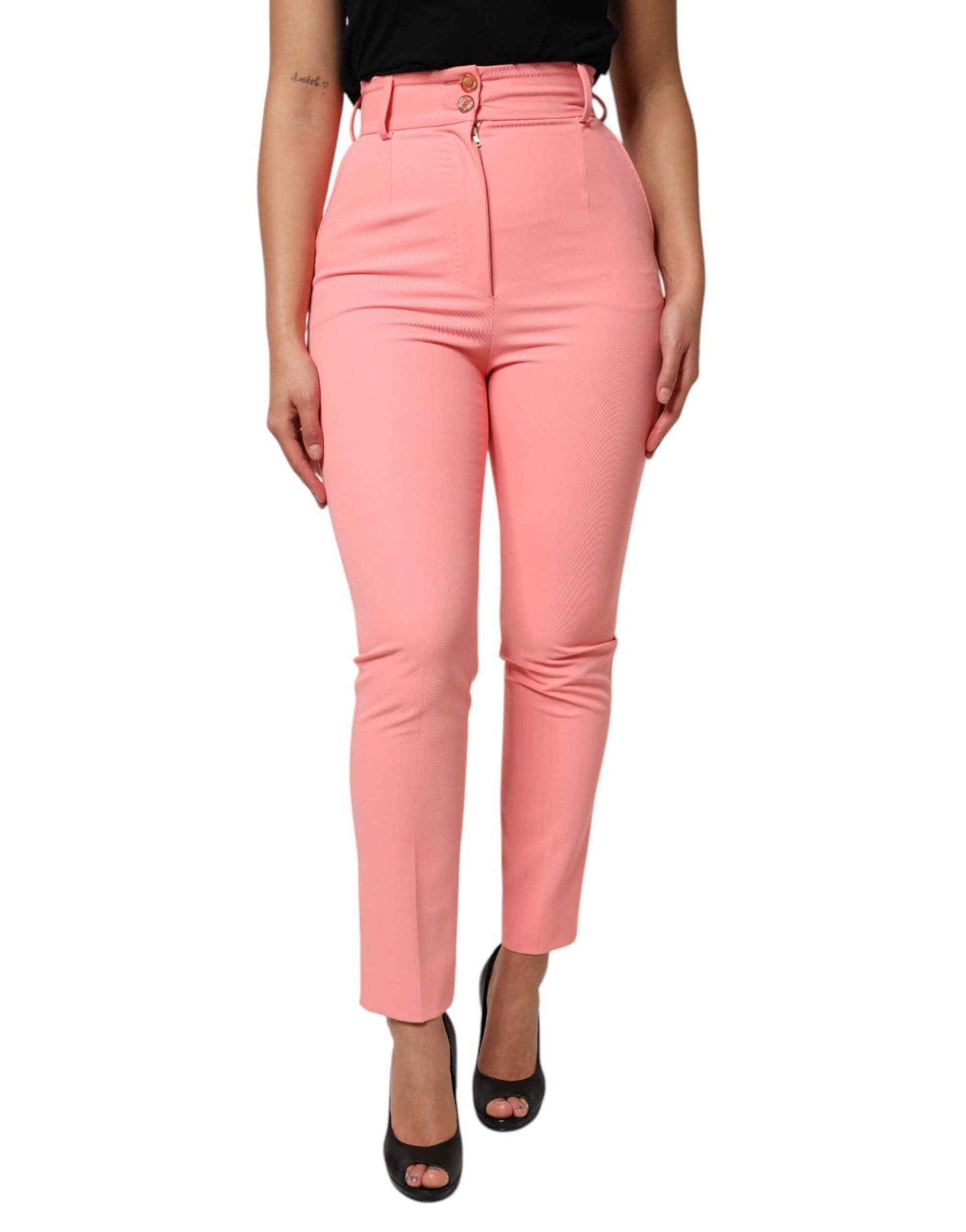 Dolce & Gabbana Roze Hoge Taille Broek Met Taperende Pijpen