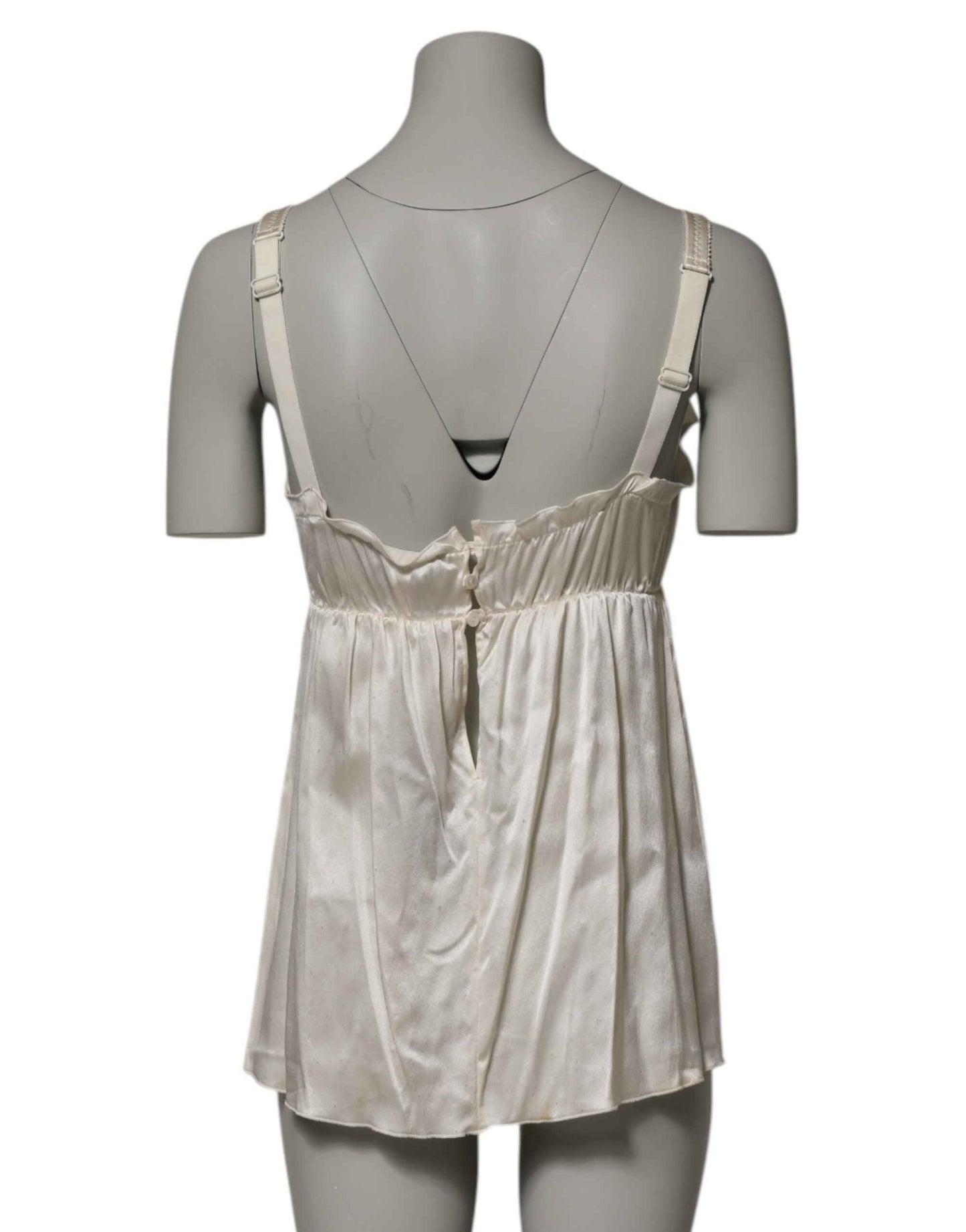 Dolce & Gabbana Ivory Satin Lace Tank Lingerie Top Underwear