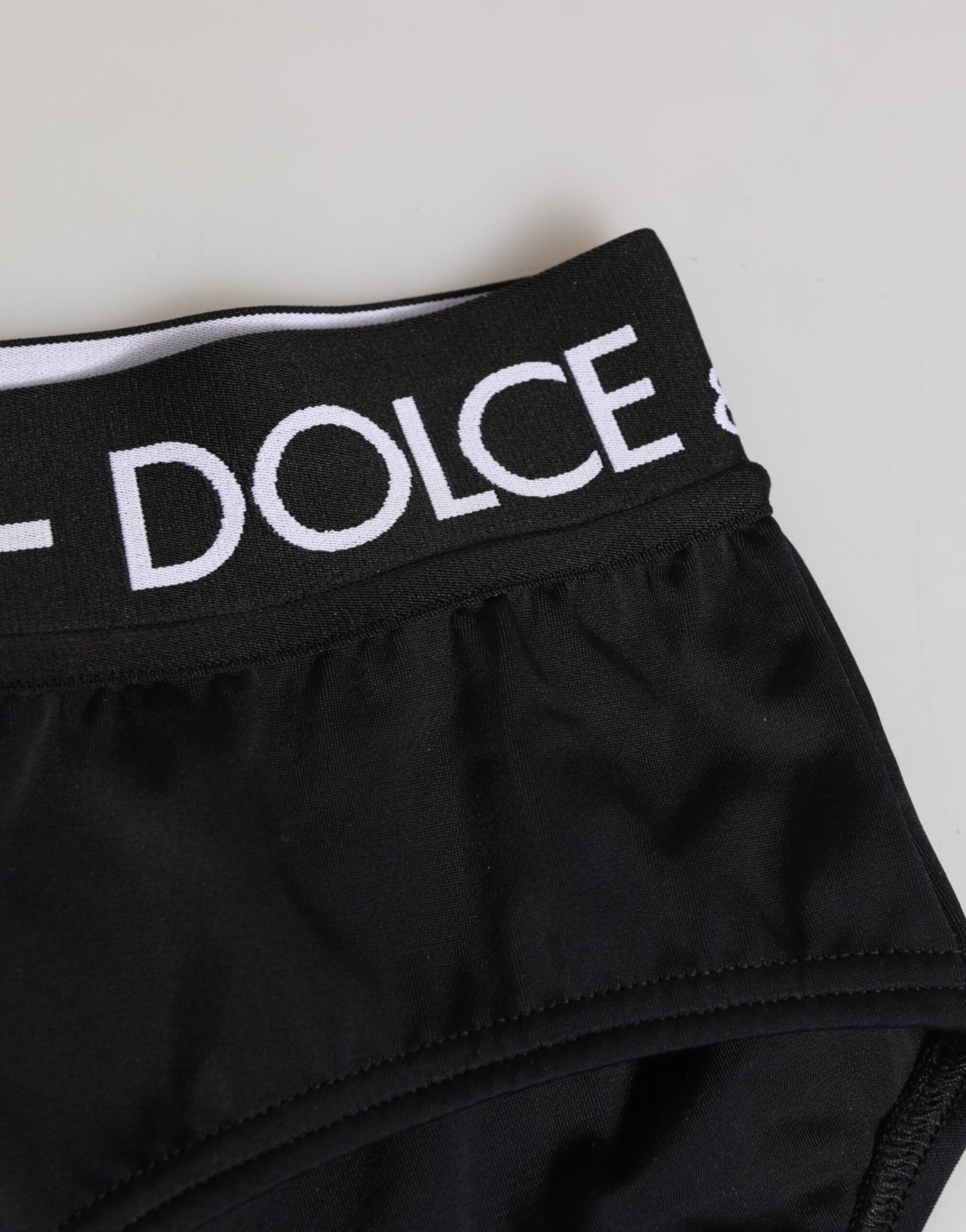 Dolce & Gabbana Nylon Slipjes Met Logo Band – Zwart