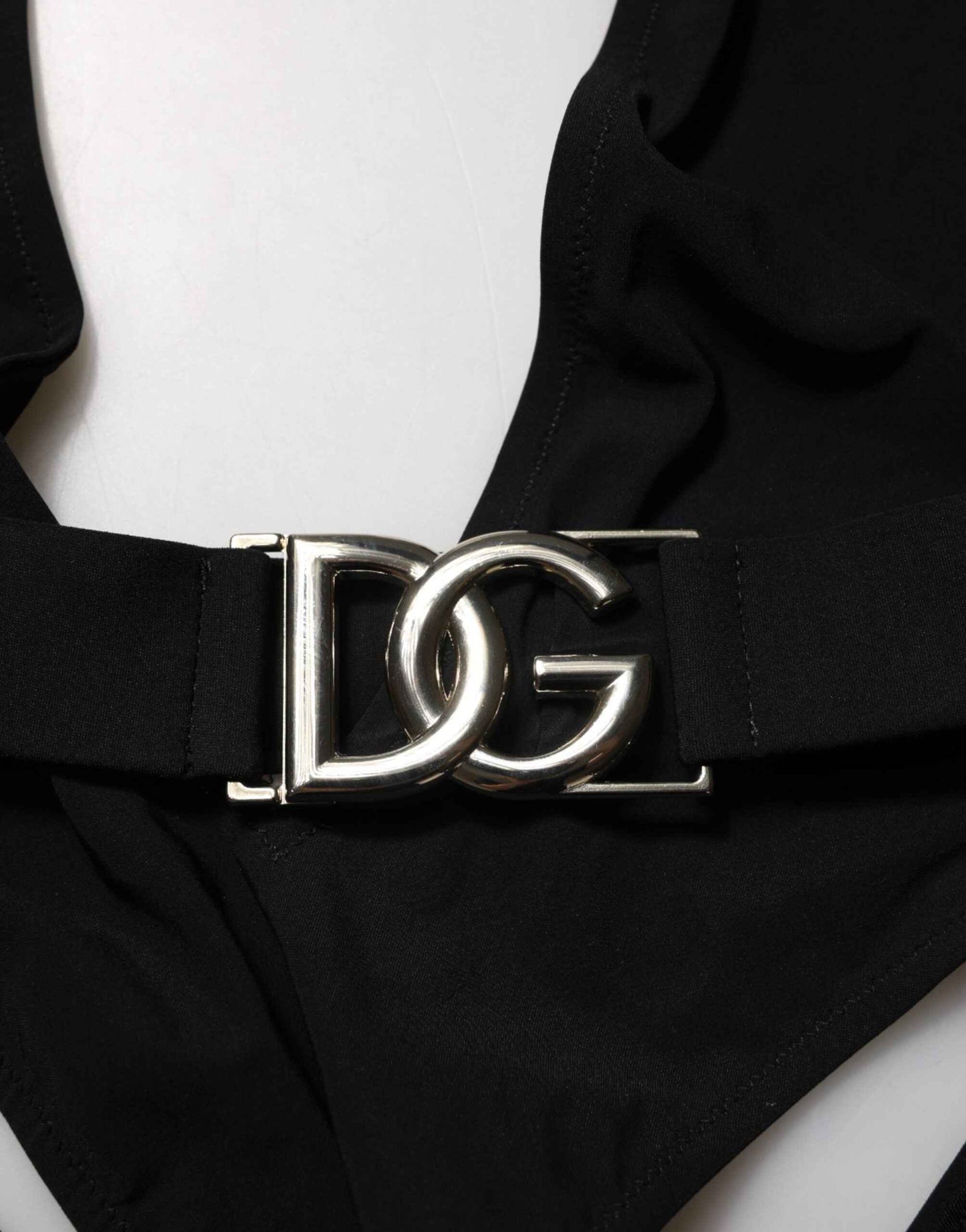 Dolce & Gabbana Black Nylon Deep V-Neck One Piece Swimwear