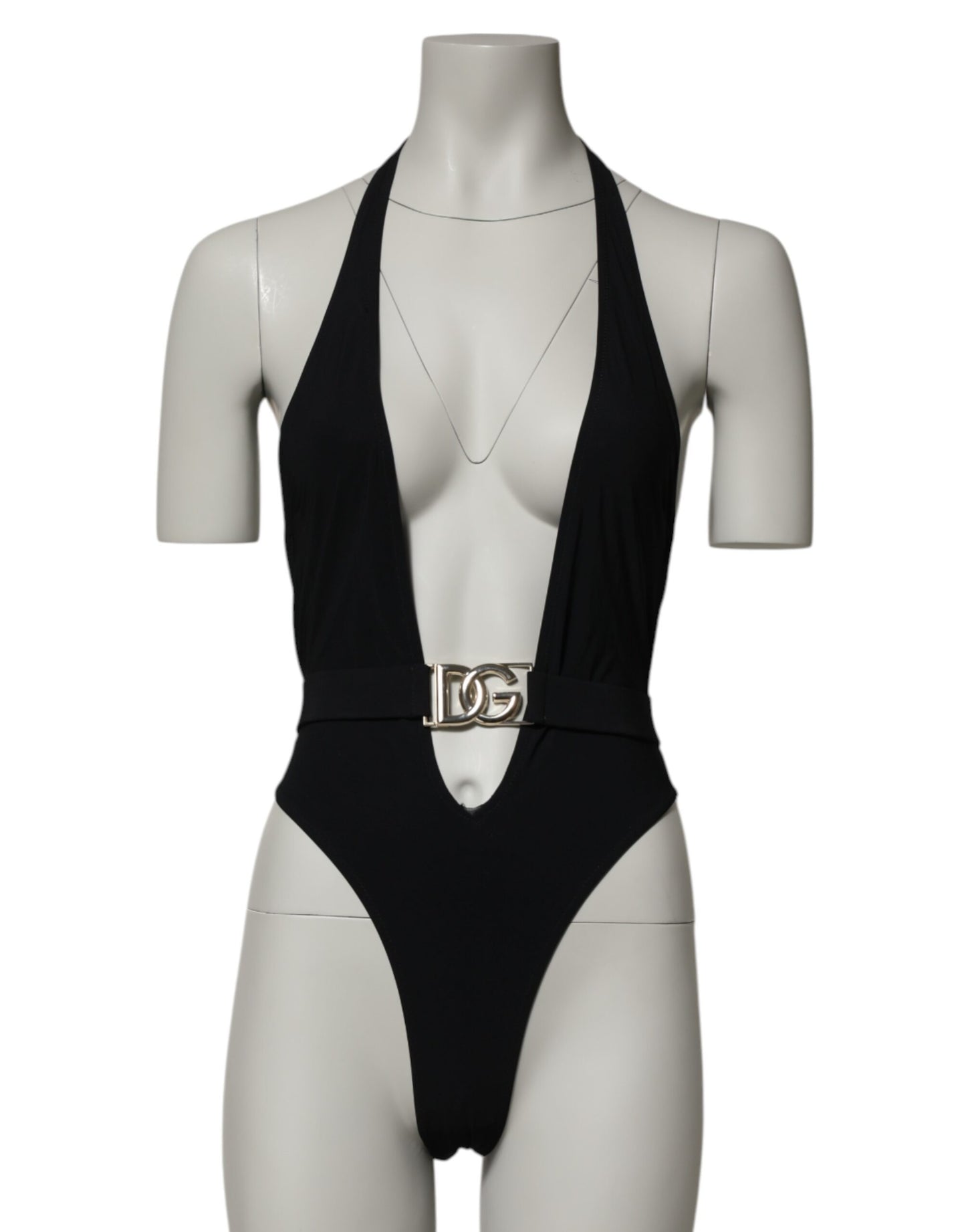 Dolce & Gabbana Diep V-Hals Nylon Luxe Badpak – Zwart