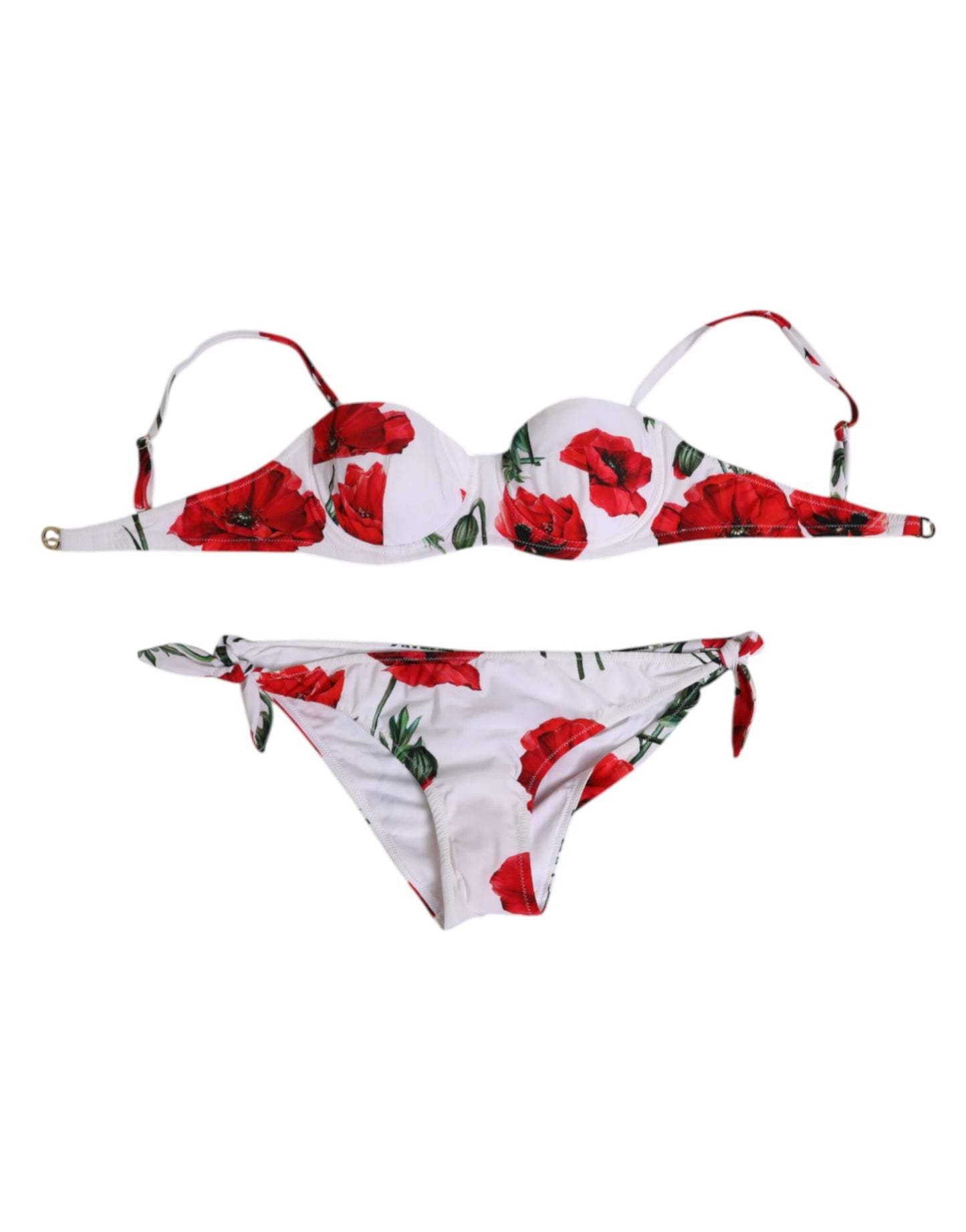 Dolce Gabbana Padded U Tweedelig Bikini Wit Bloemenprint