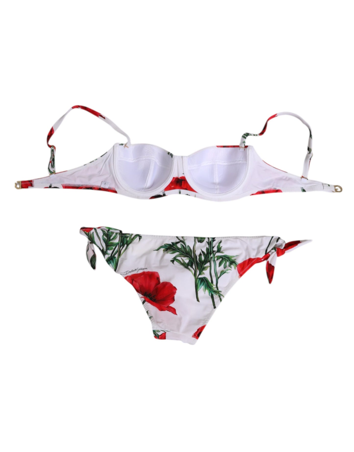 Dolce Gabbana Padded U Tweedelig Bikini Wit Bloemenprint