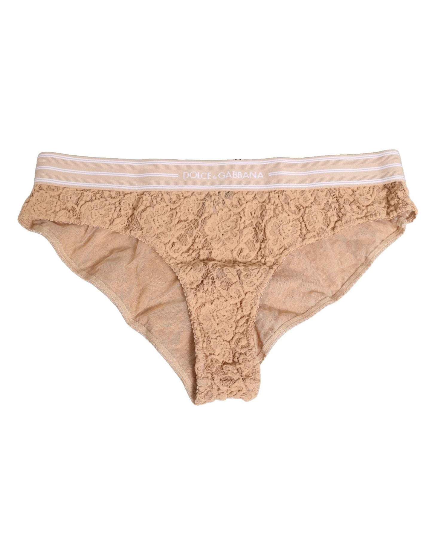 Dolce & Gabbana Brief Panty Nylon Kant Hoge Taille Beige