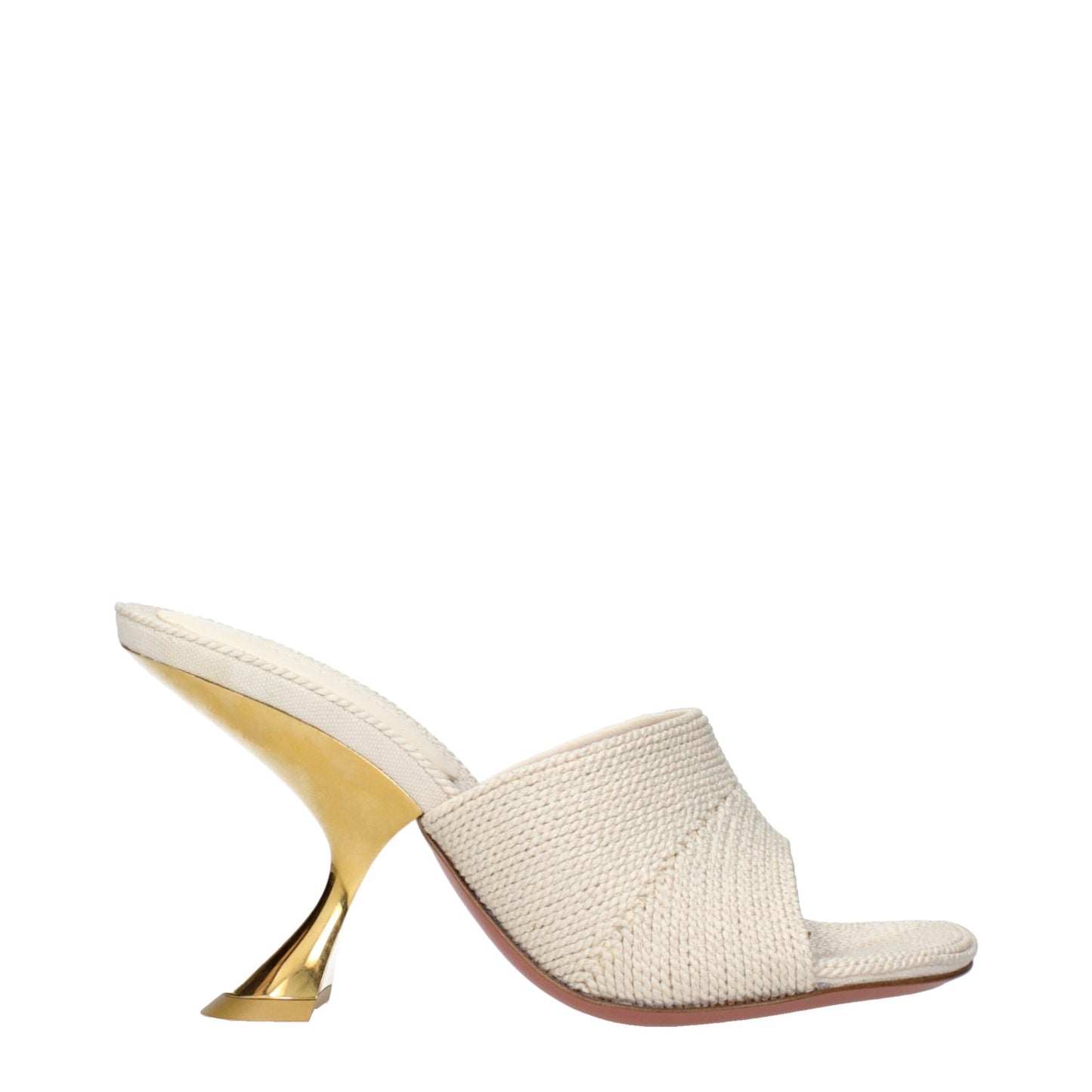 Amina Muaddi Taylor Woven Slipper Fabric Sandals – Beige
