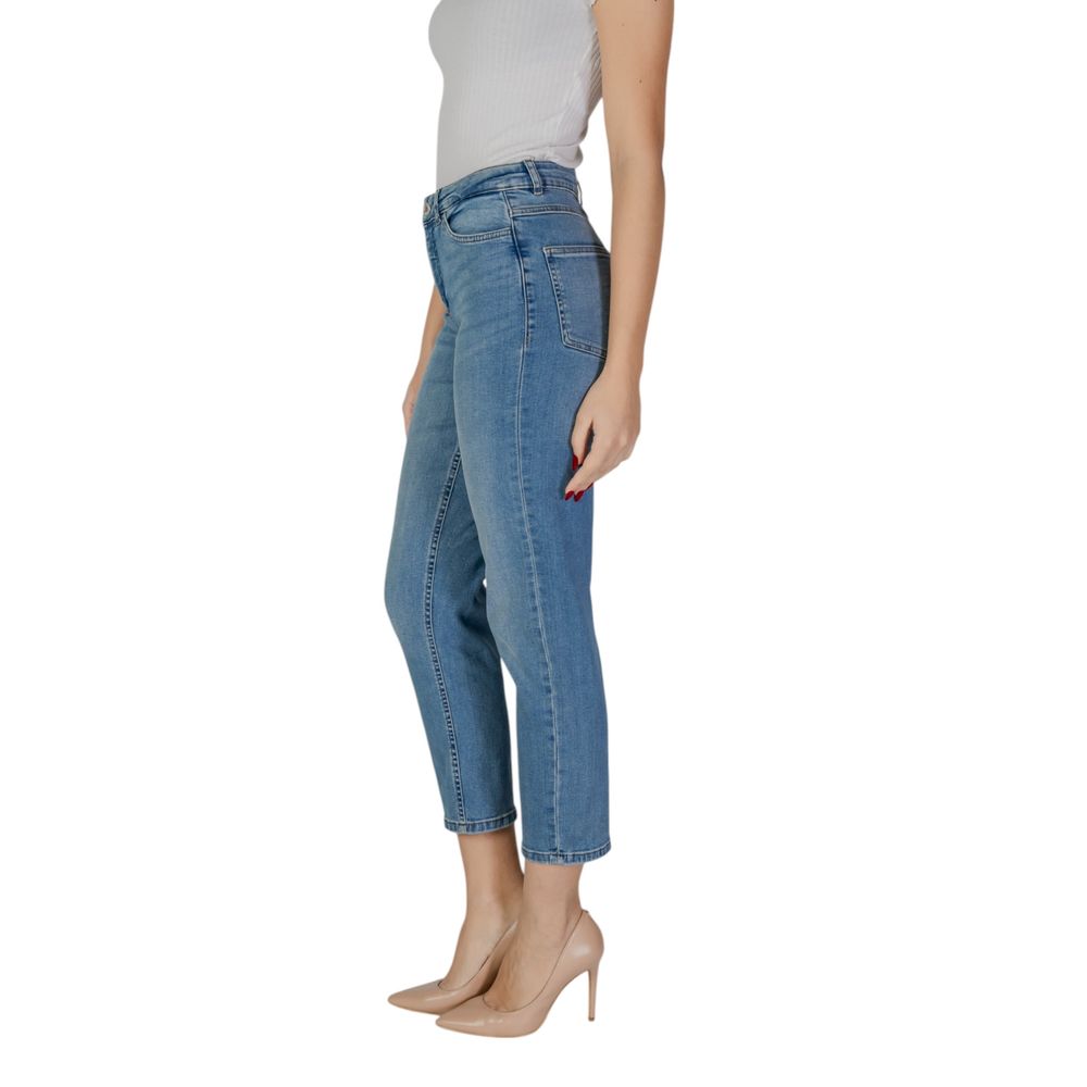 ICHI Lichtblauw Katoen Elastaan Mom Jeans - Lichtblauw