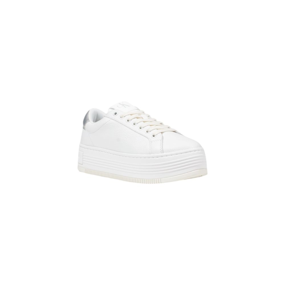 Calvin Klein Jeans Bold Leren Sneaker Zilver Platform