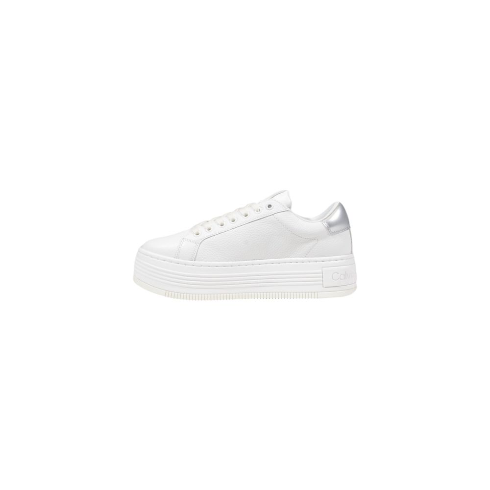 Calvin Klein Jeans Bold Leren Sneaker Zilver Platform