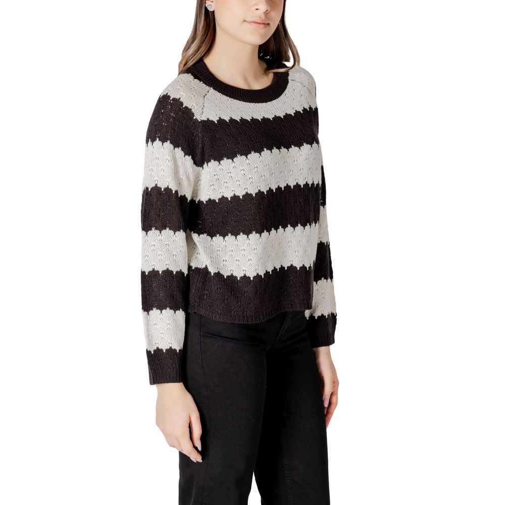 Jacqueline De Yong Black And White Marabou Sweater