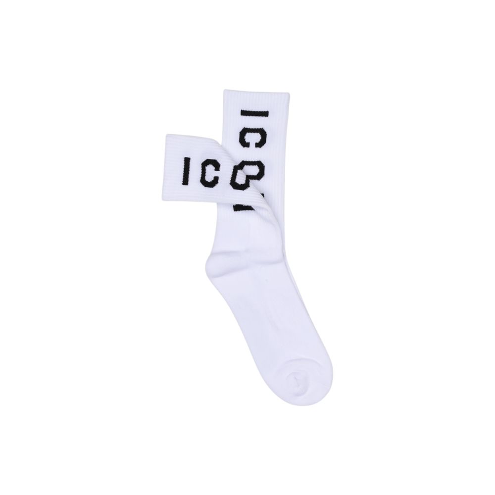 Icon Logo Vertikale Premium Cotton Unisex Socks - White