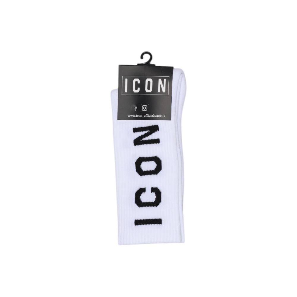 Icon Logo Vertikale Premium Cotton Unisex Socks - White