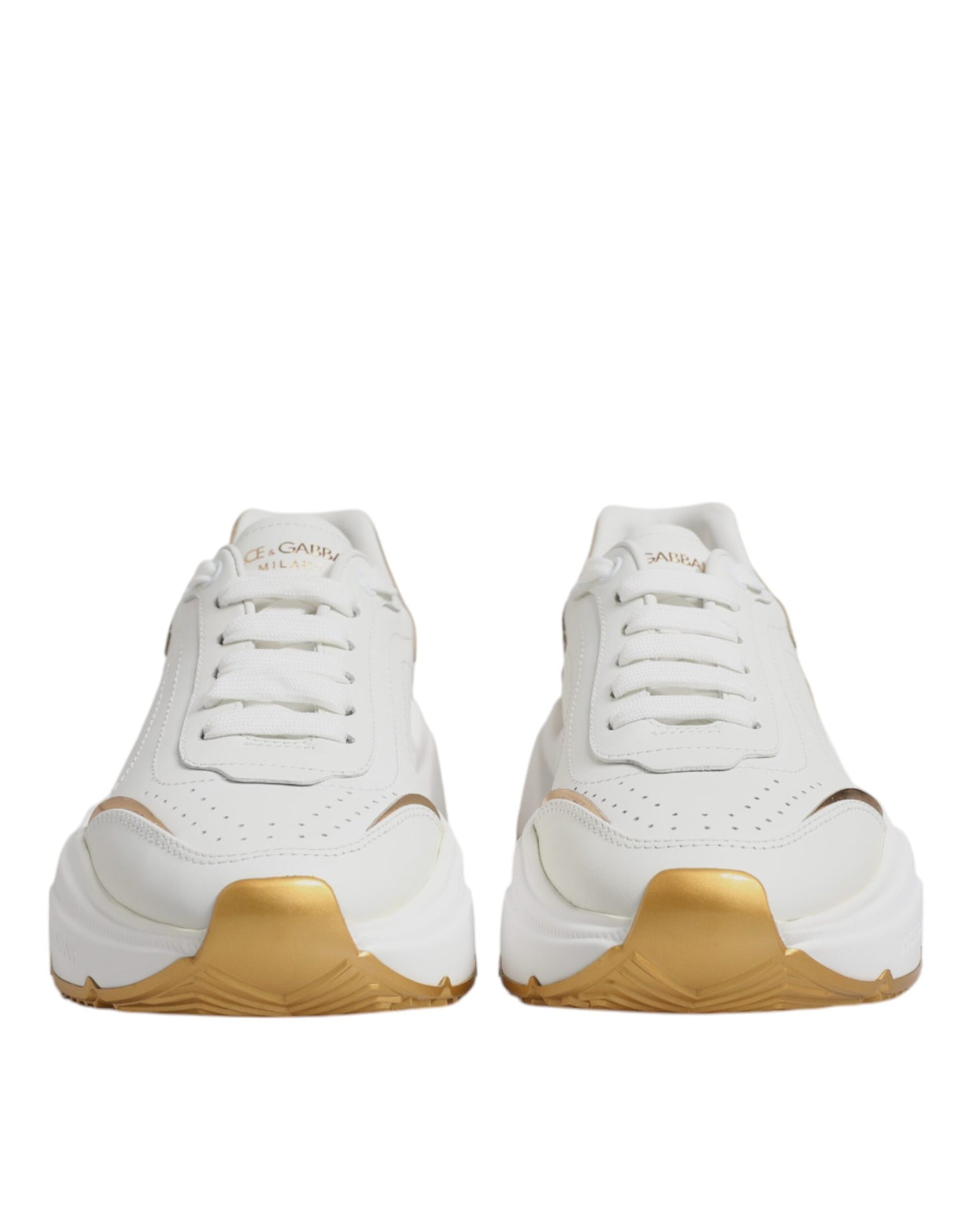 Dolce & Gabbana Daymaster Lederen Sneakers Wit Goud