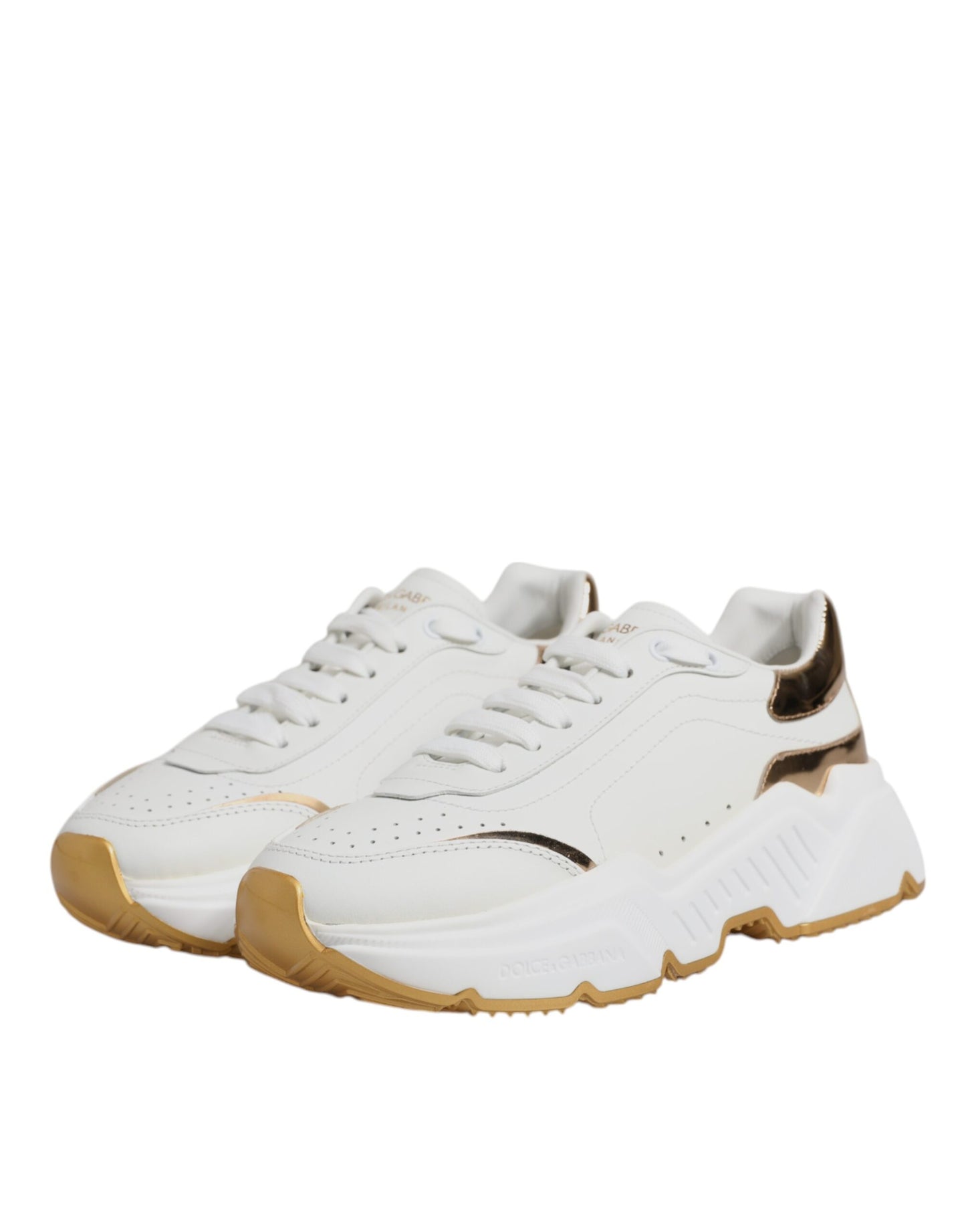 Dolce & Gabbana Daymaster Lederen Sneakers Wit Goud