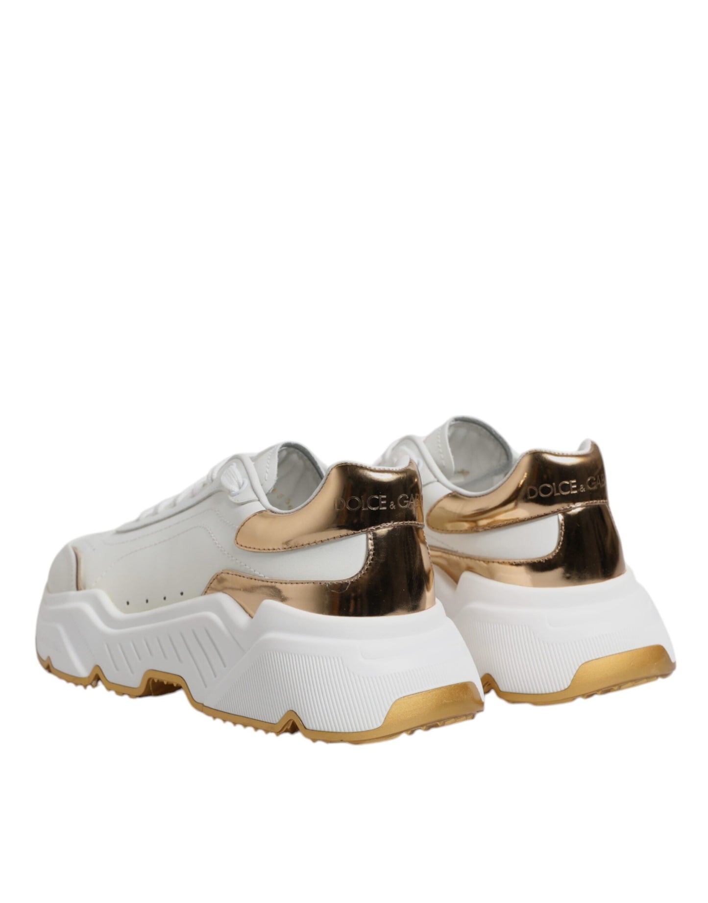 Dolce & Gabbana Daymaster Lederen Sneakers Wit Goud