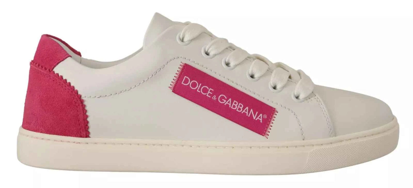 Dolce & Gabbana Low-Top Sneakers Suede Leer Wit Luxe
