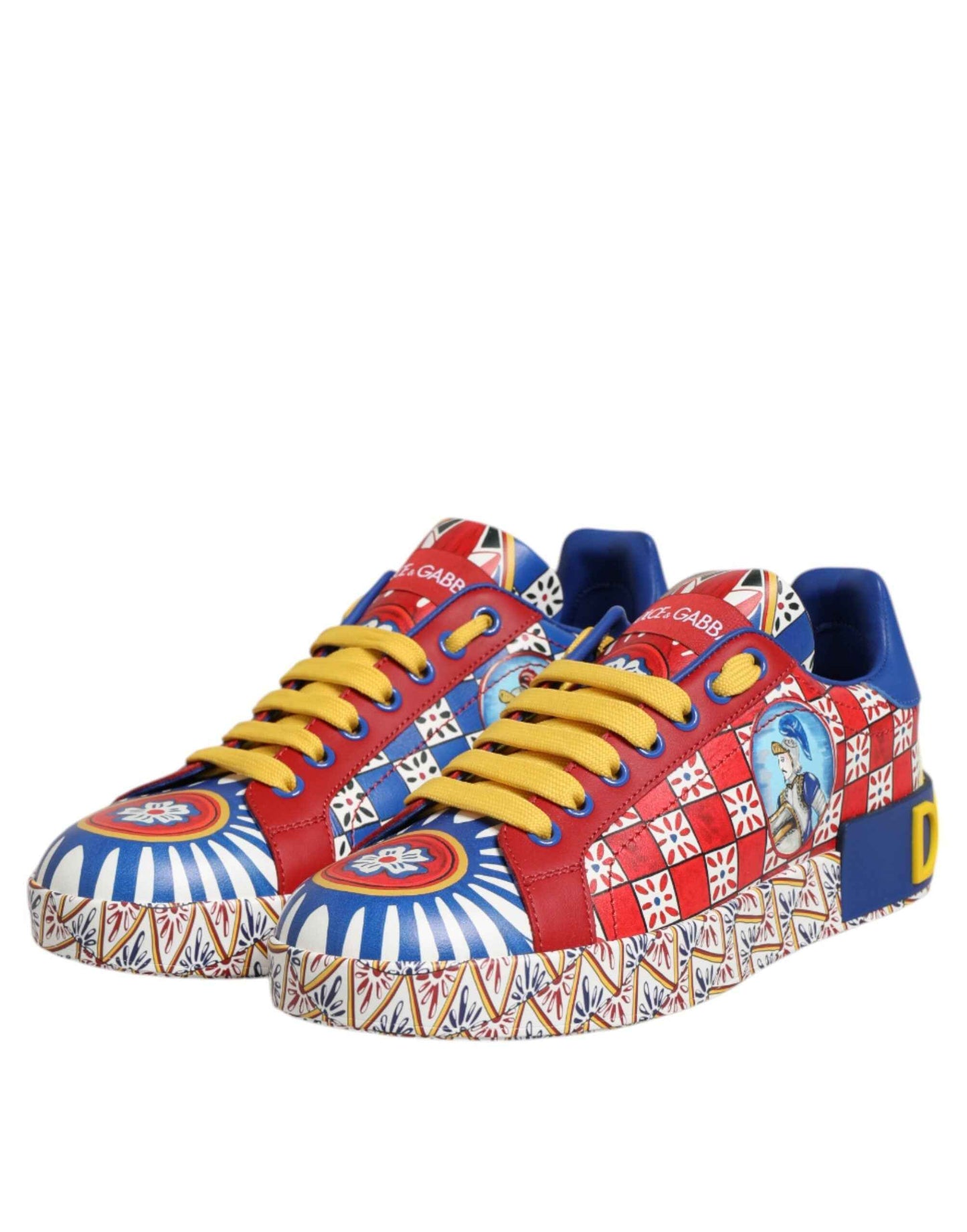 Dolce & Gabbana Portofino Carretto Leer Sneakers - Multicolor