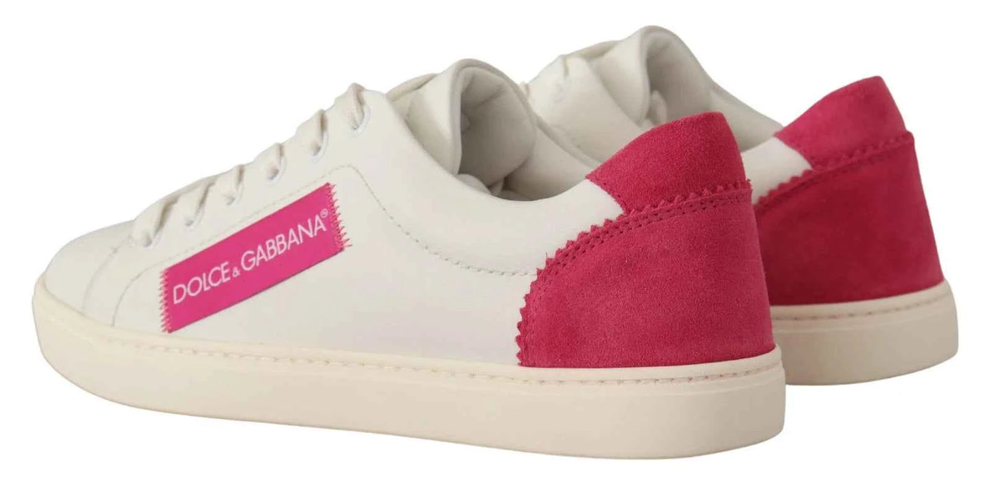 Dolce & Gabbana Low-Top Sneakers Suede Leer Wit Luxe