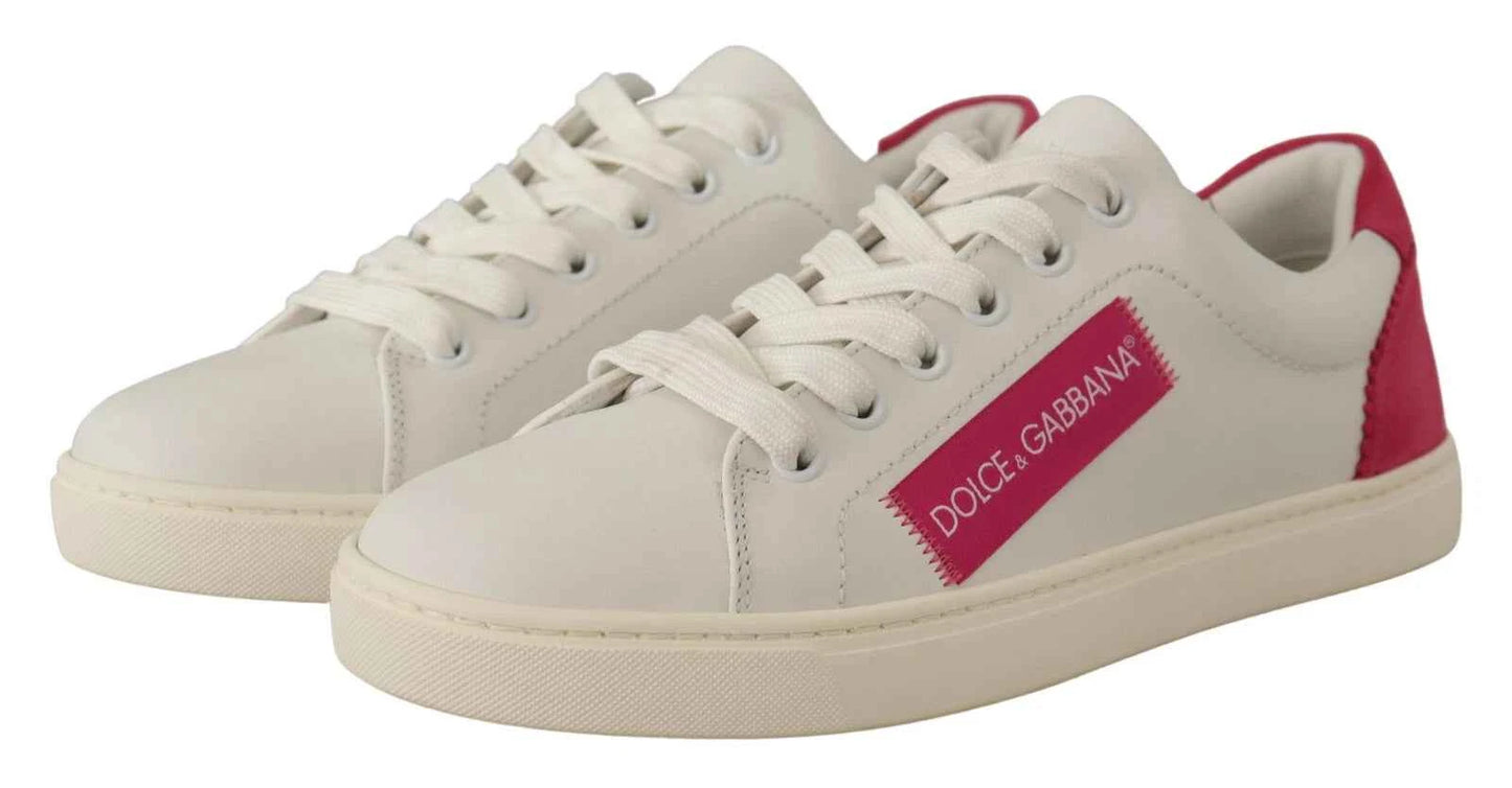 Dolce & Gabbana Low-Top Sneakers Suede Leer Wit Luxe