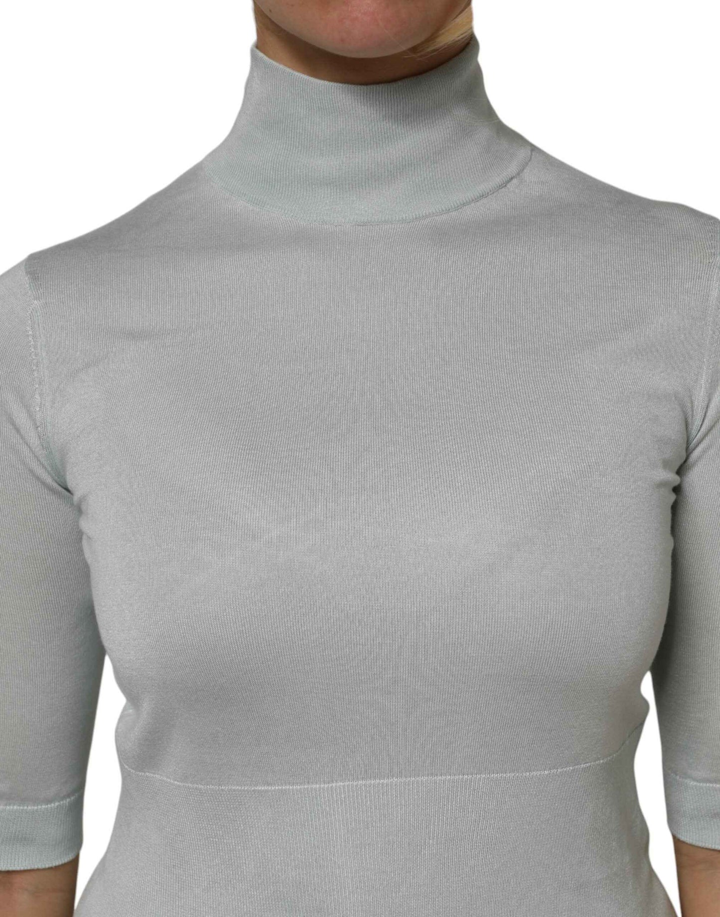Dolce & Gabbana Gray Turtle Neck 3/4 Sleeves Pullover Top