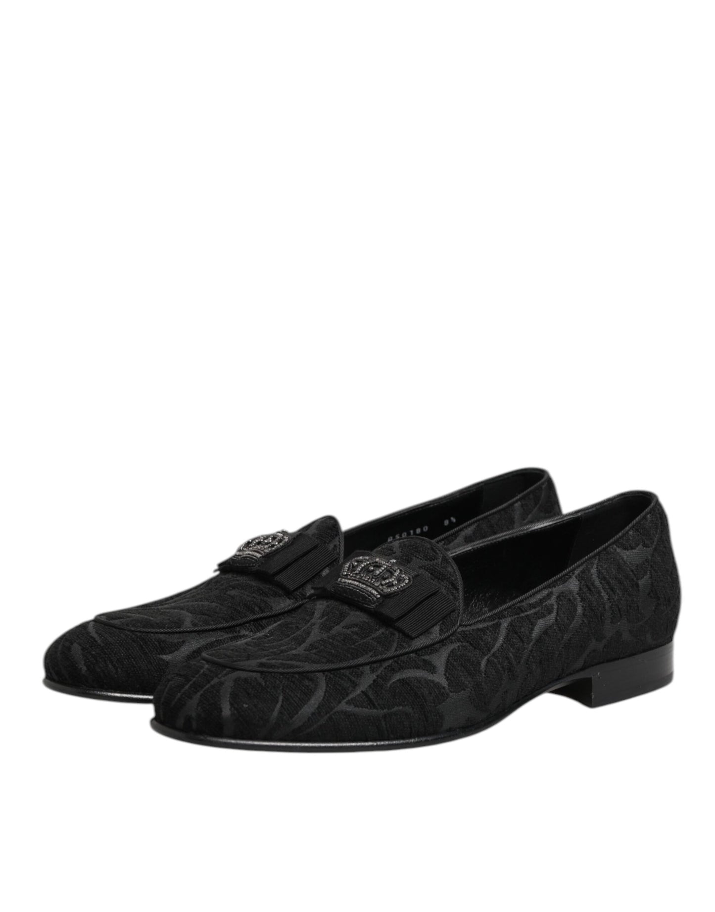Dolce & Gabbana Crown Brokaat Loafers – Zwart/44EU