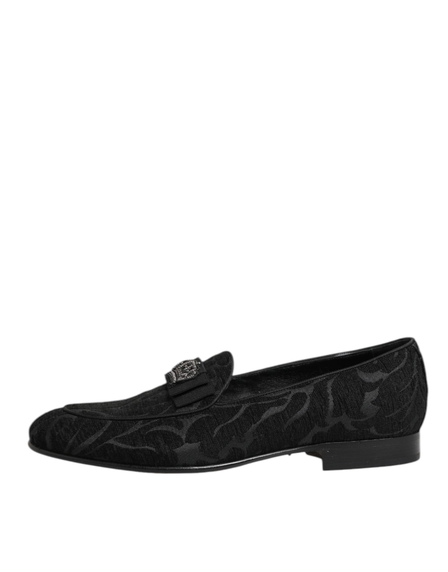 Dolce & Gabbana Crown Brokaat Loafers – Zwart/44EU