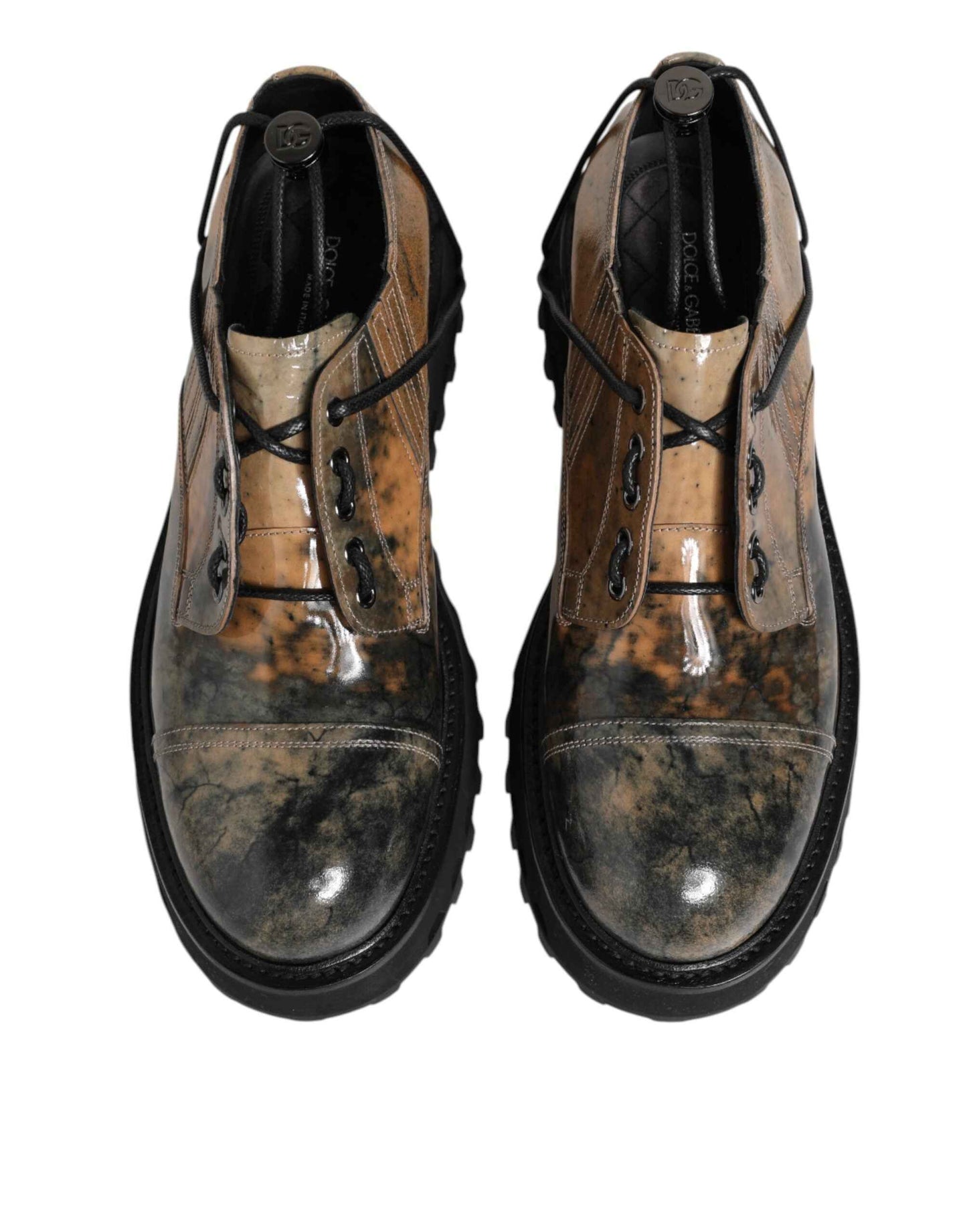 Dolce & Gabbana Lace Up Derby Leren Schoenen - Bruin/Grijs