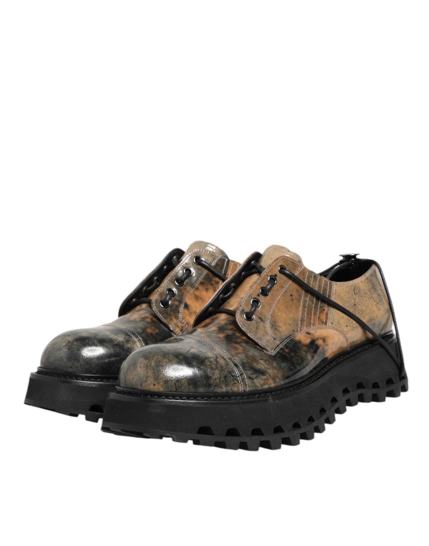 Dolce & Gabbana Lace Up Derby Leren Schoenen - Bruin/Grijs
