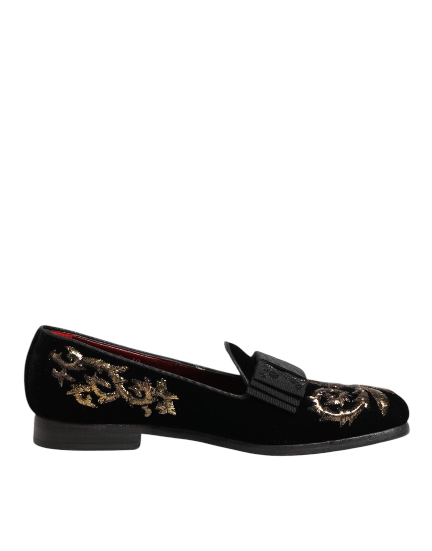 Dolce & Gabbana Fluwelen Geborduurde Elegante Loafers Zwart