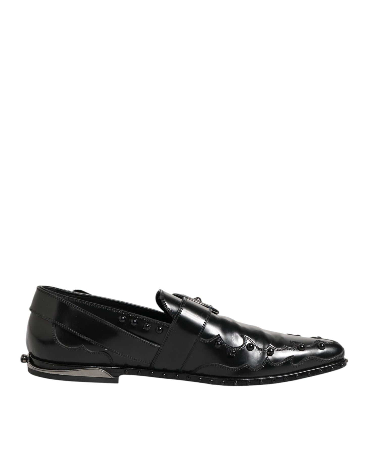 Dolce & Gabbana Versierde Monk Strap Schoenen Leer Zwart