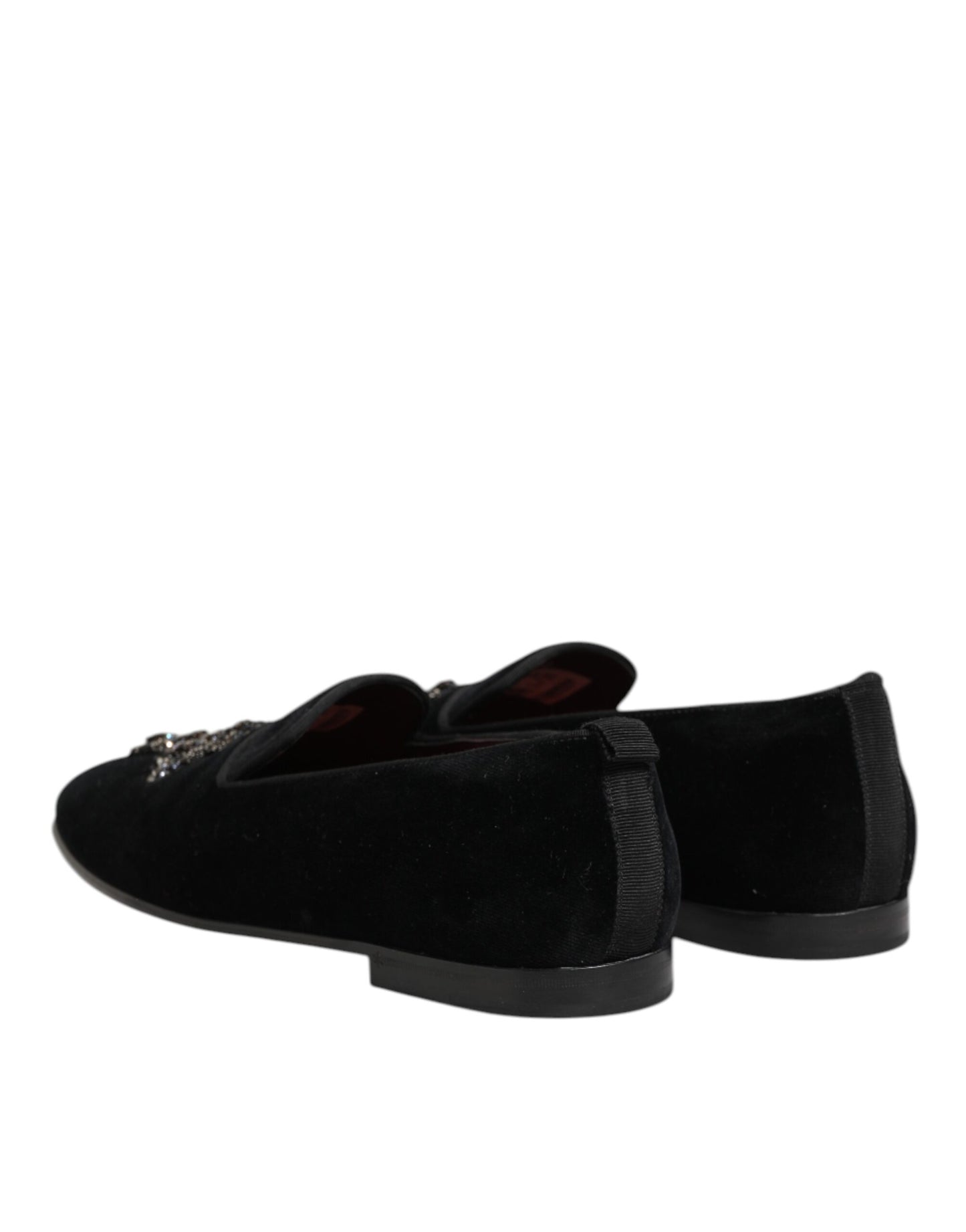 Dolce Gabbana Kruisversierde Slip On Leren Loafers Zwart