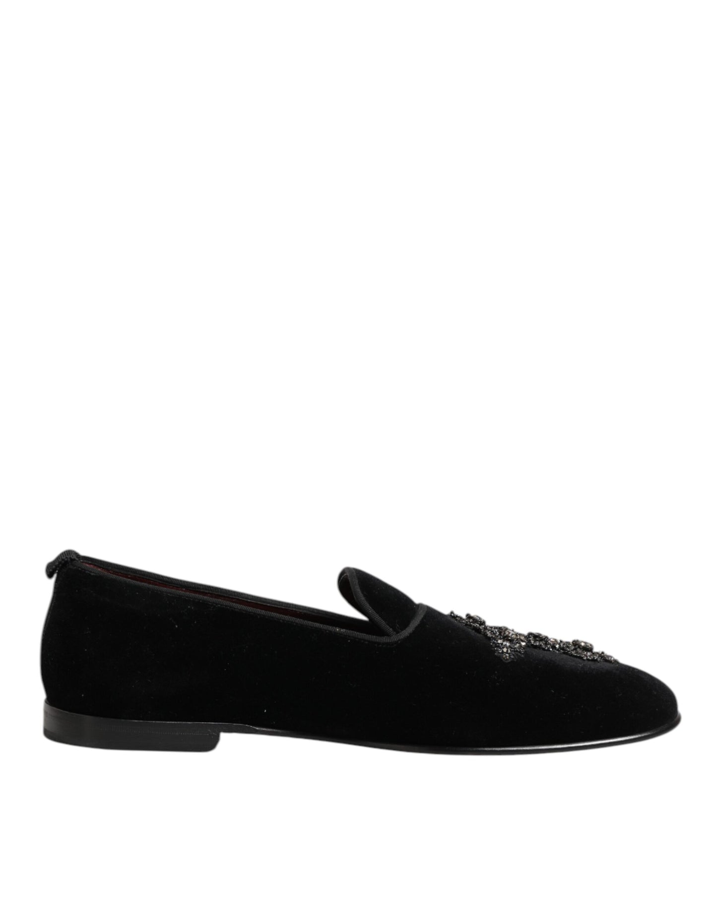 Dolce Gabbana Kruisversierde Slip On Leren Loafers Zwart
