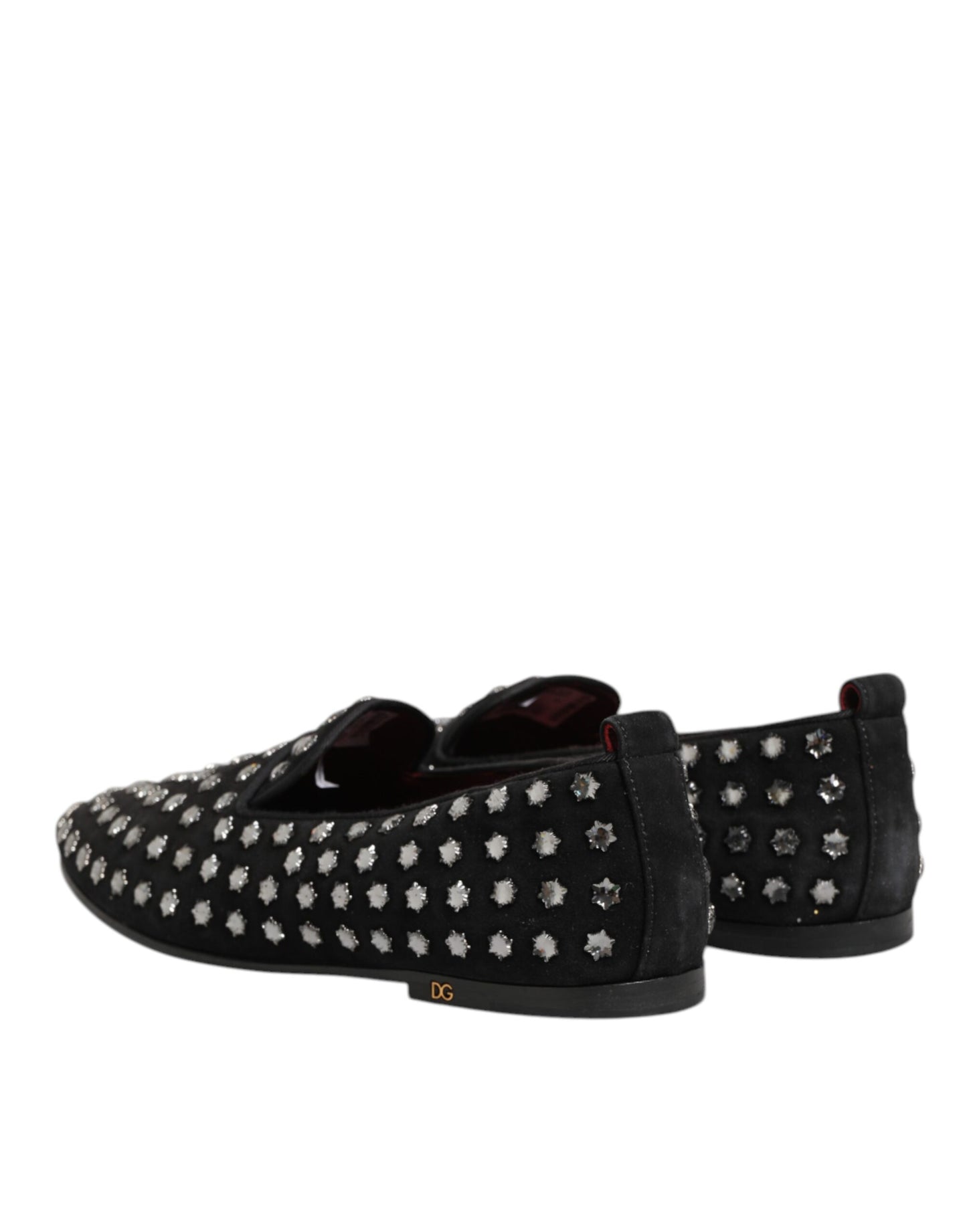 Dolce & Gabbana Kristal Versierde Loafers Zwart Leer