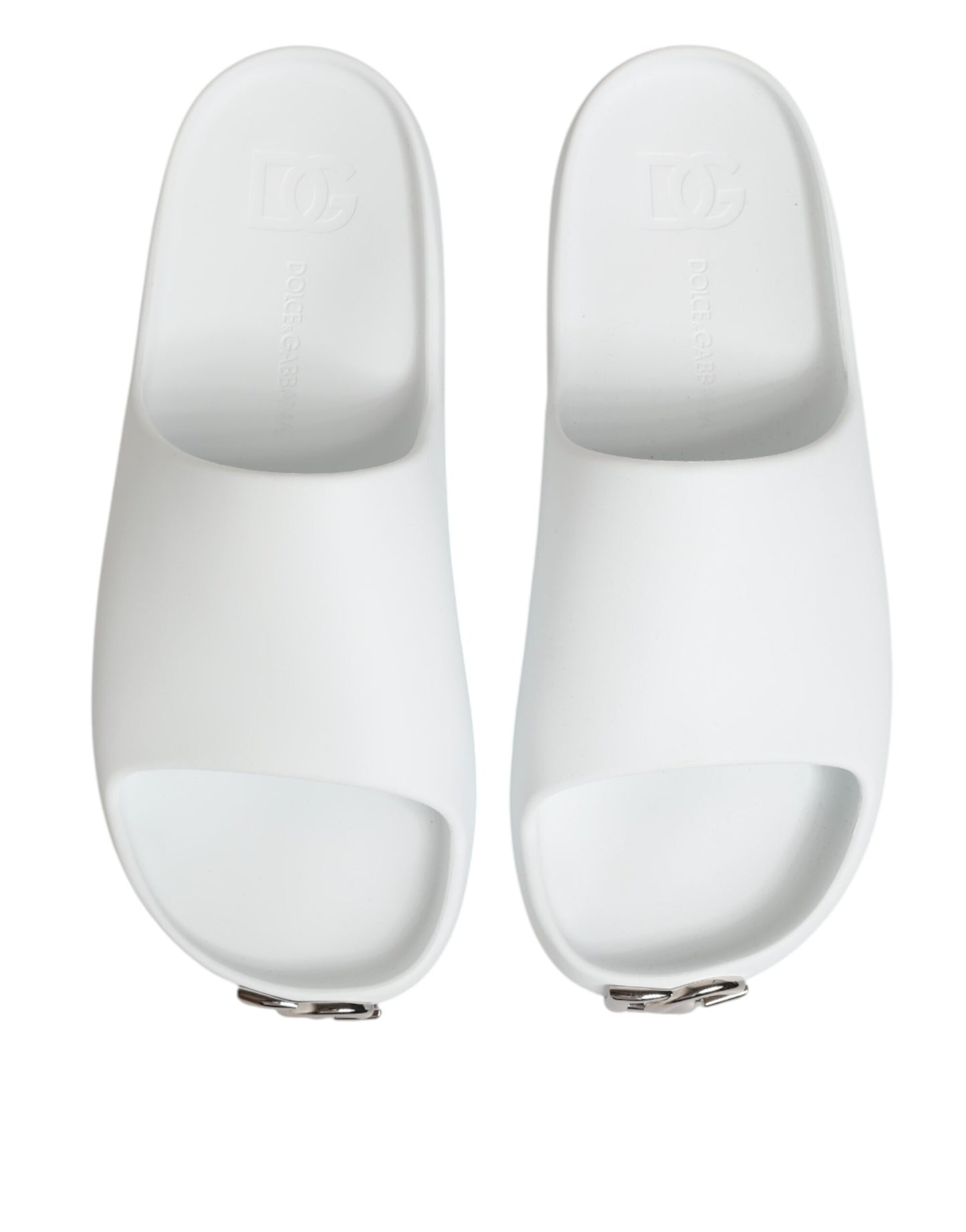 Dolce Gabbana Witte Logo Slides Sandalen Heren Strandkleding