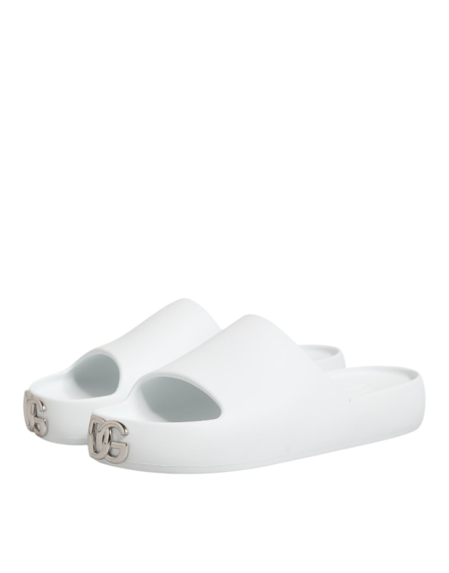 Dolce Gabbana Witte Logo Slides Sandalen Heren Strandkleding