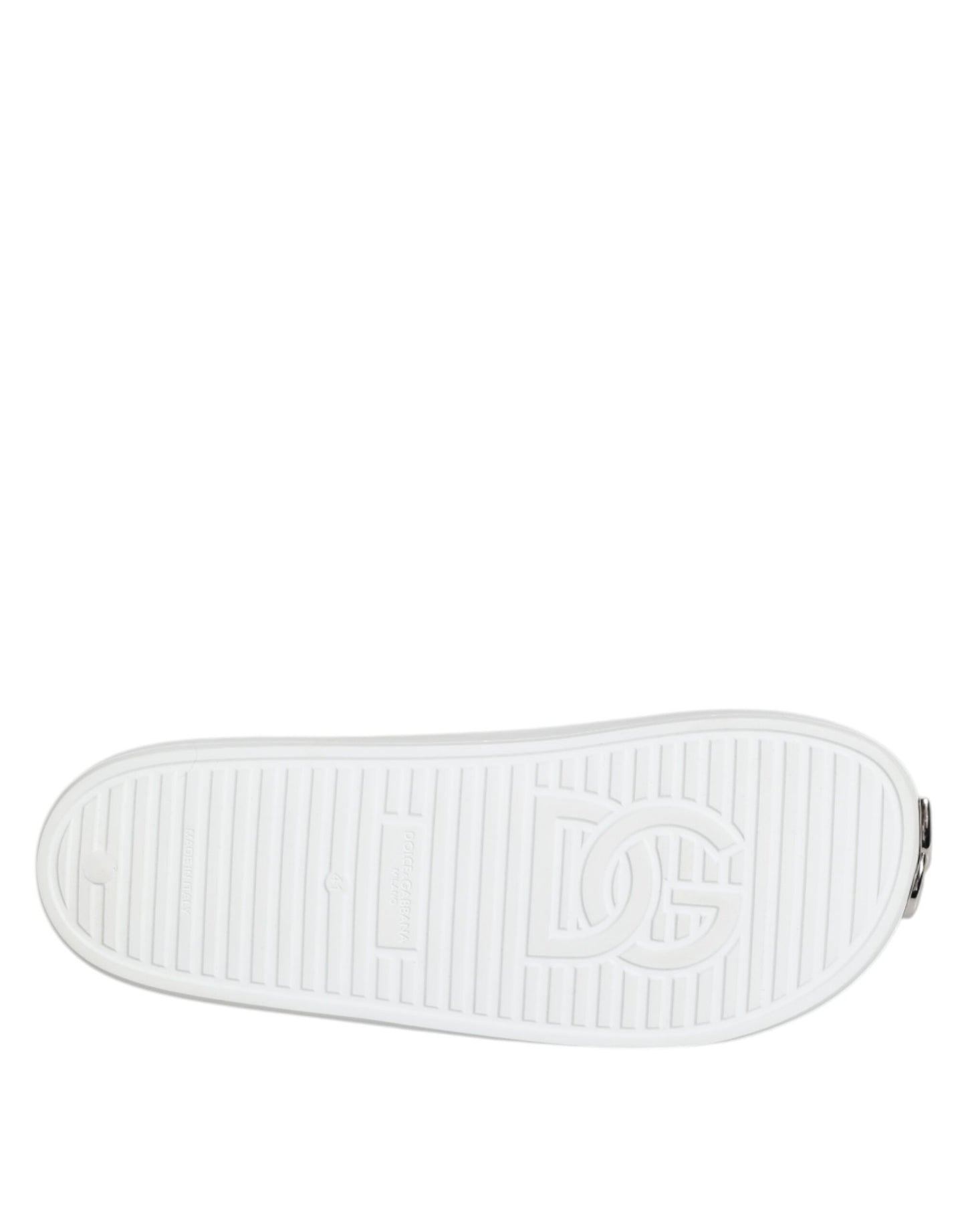 Dolce Gabbana Witte Logo Slides Sandalen Heren Strandkleding