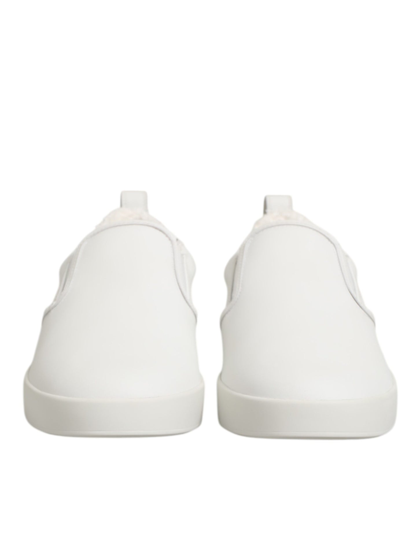 Dolce Gabbana Witte Leren Lage Sneakers Slip On Luxe