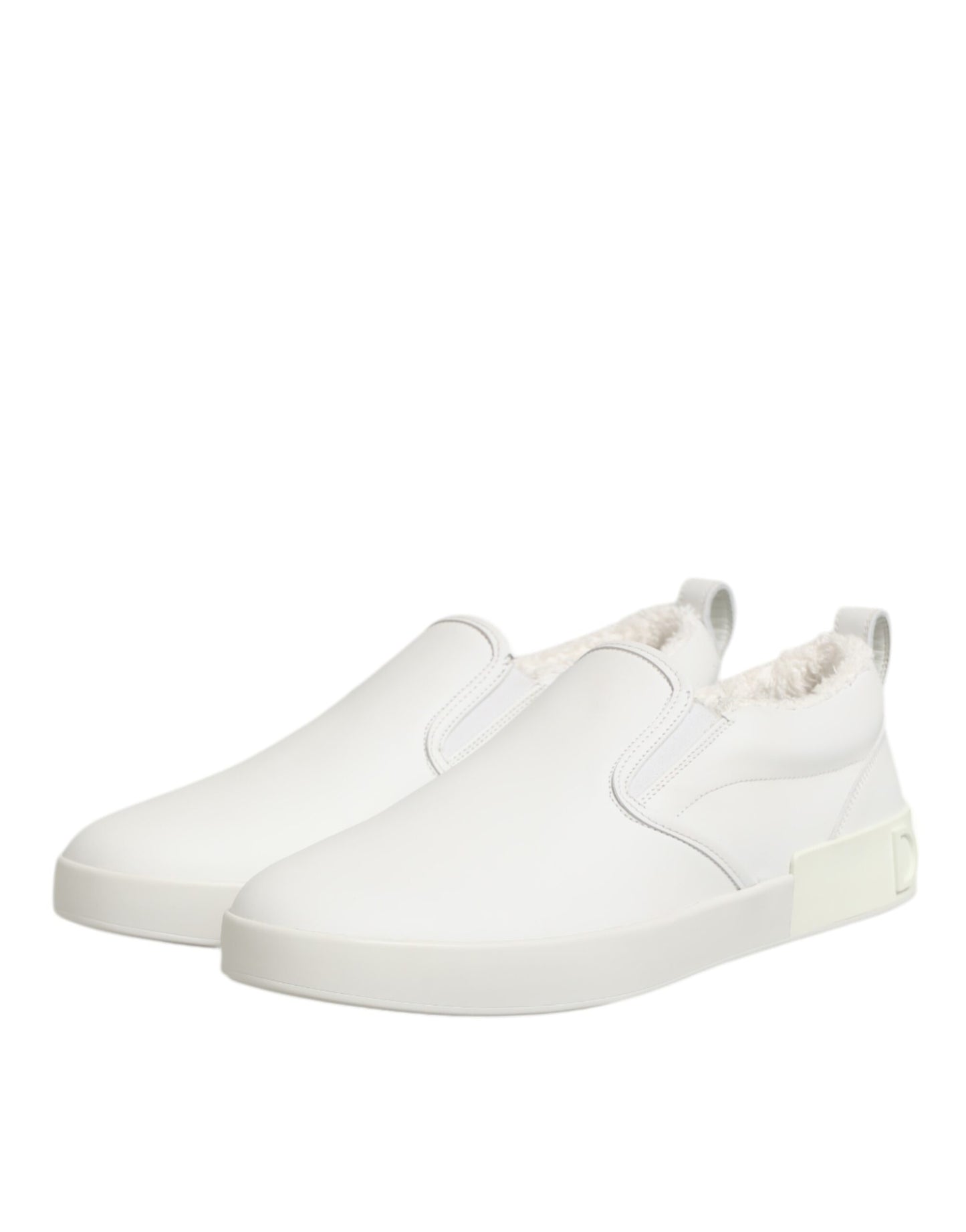 Dolce Gabbana Witte Leren Lage Sneakers Slip On Luxe