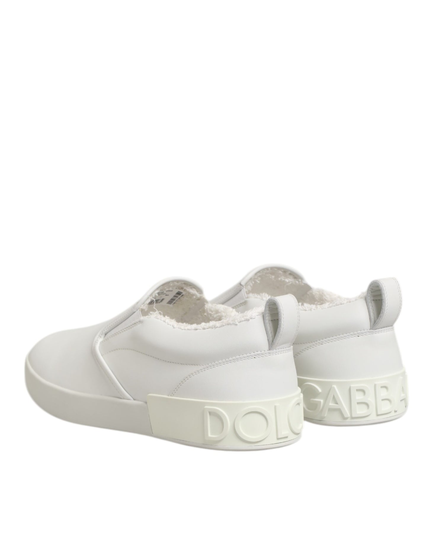 Dolce Gabbana Witte Leren Lage Sneakers Slip On Luxe