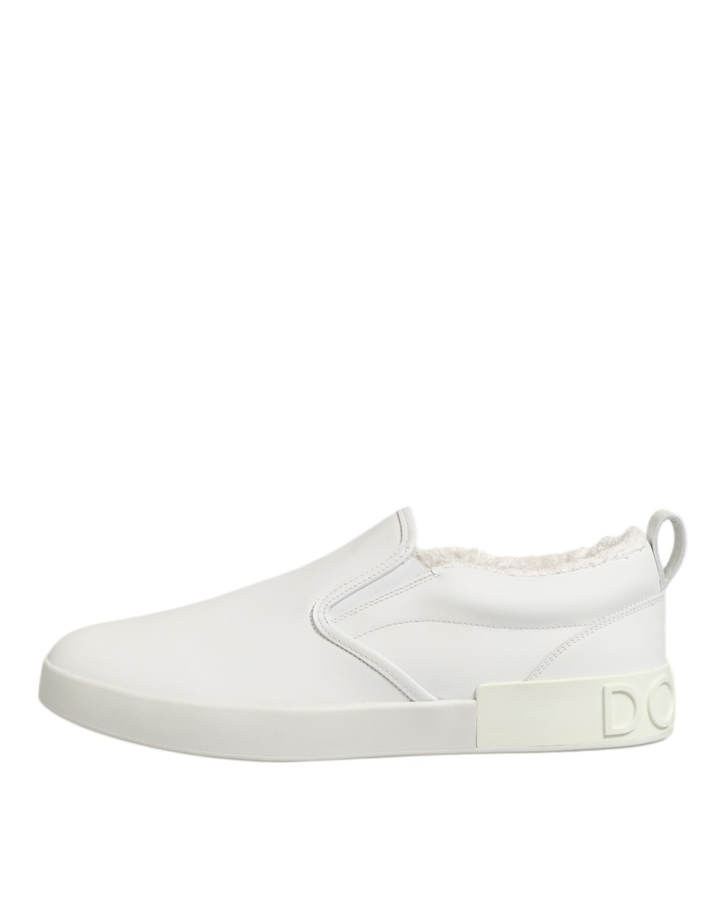 Dolce Gabbana Witte Leren Lage Sneakers Slip On Luxe