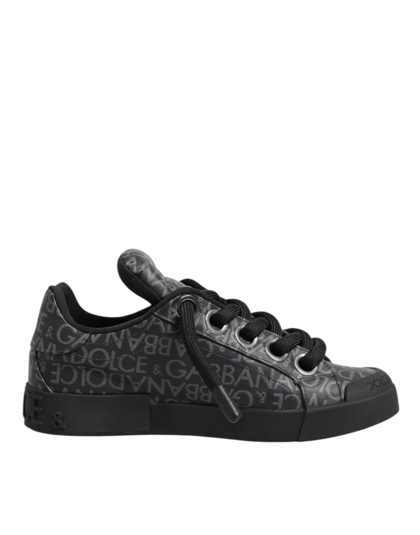 Dolce Gabbana Low Top Sneakers Cotton Denim Zwart Luxe