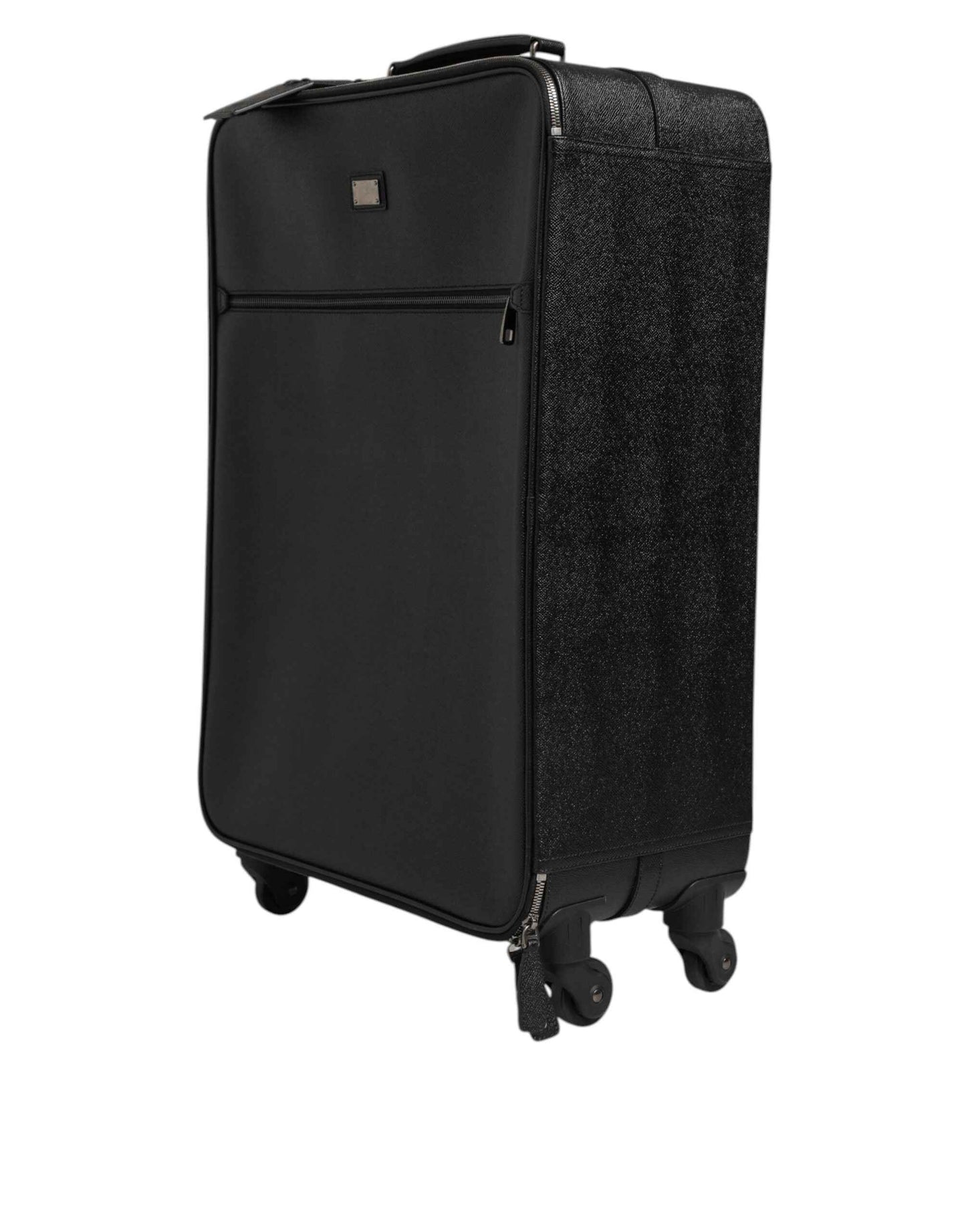 Dolce & Gabbana Gray Leather Logo Plaque Trolley Travel Wheel Men Suitcase Bag