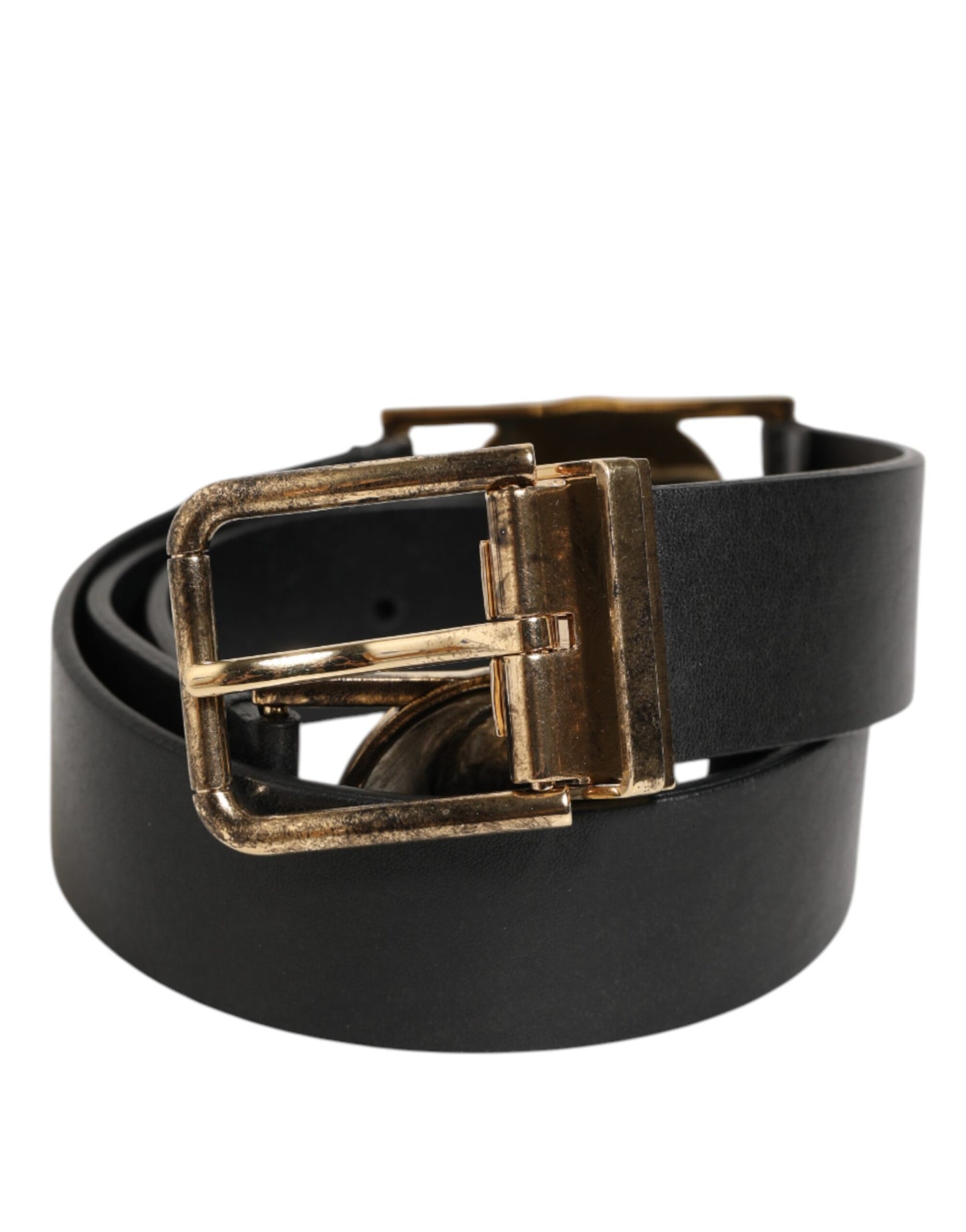 Dolce & Gabbana Leren Riem Met Muntgesp Luxe – Zwart