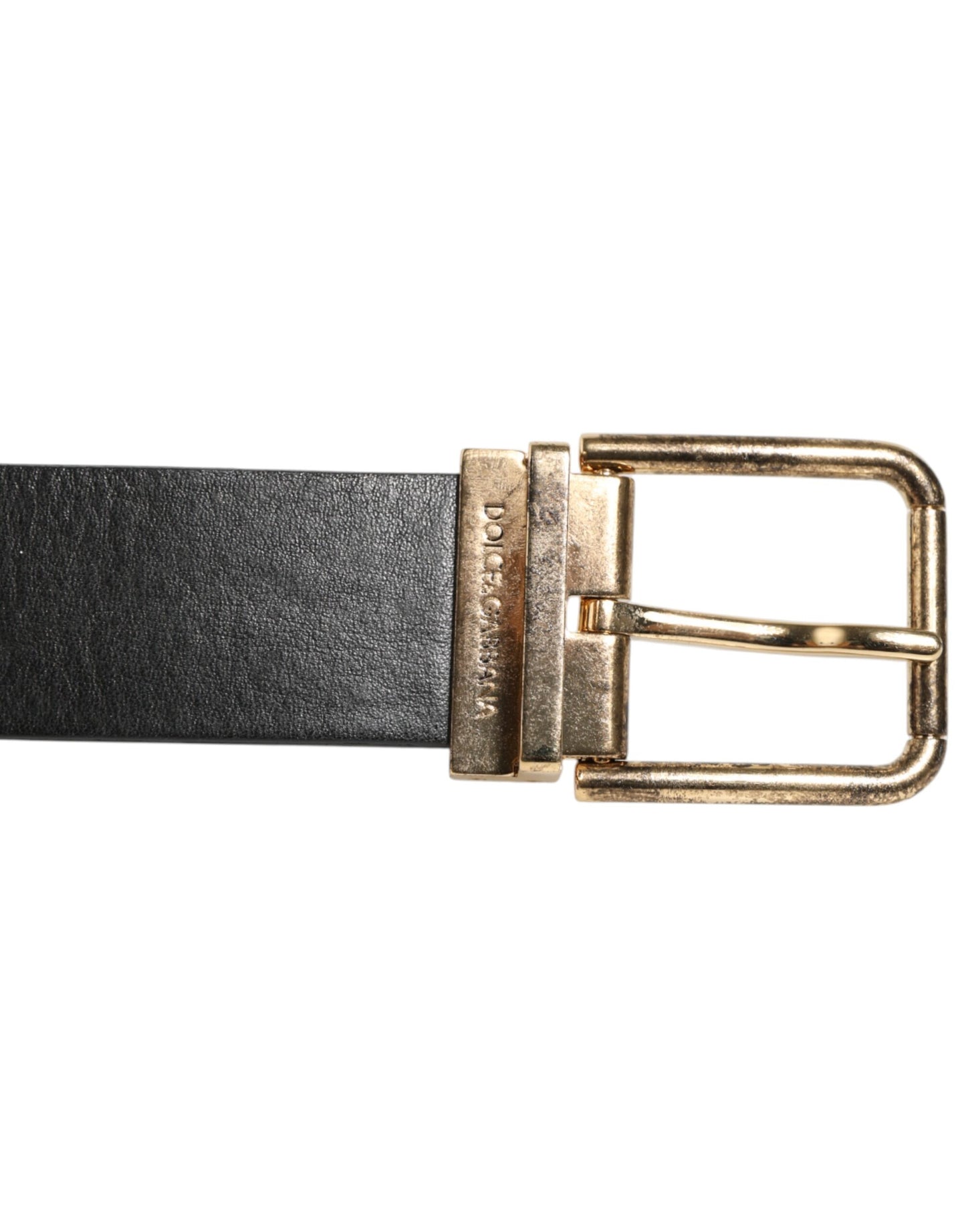 Dolce & Gabbana Leren Riem Met Muntgesp Luxe – Zwart