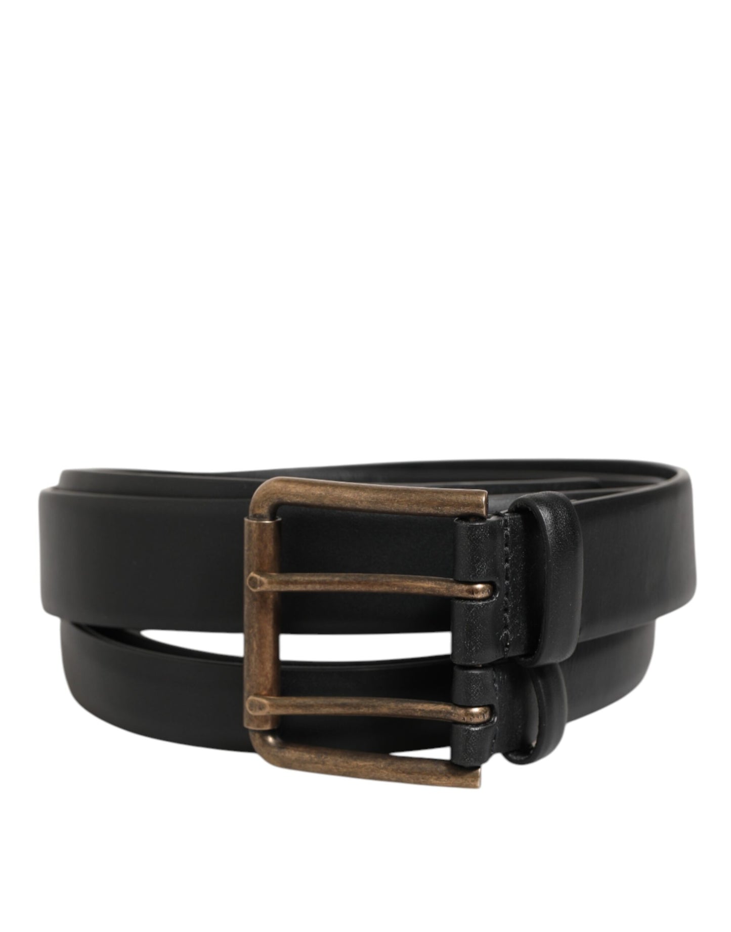 Dolce & Gabbana Riem Dubbele Band Leer Messing – Zwart