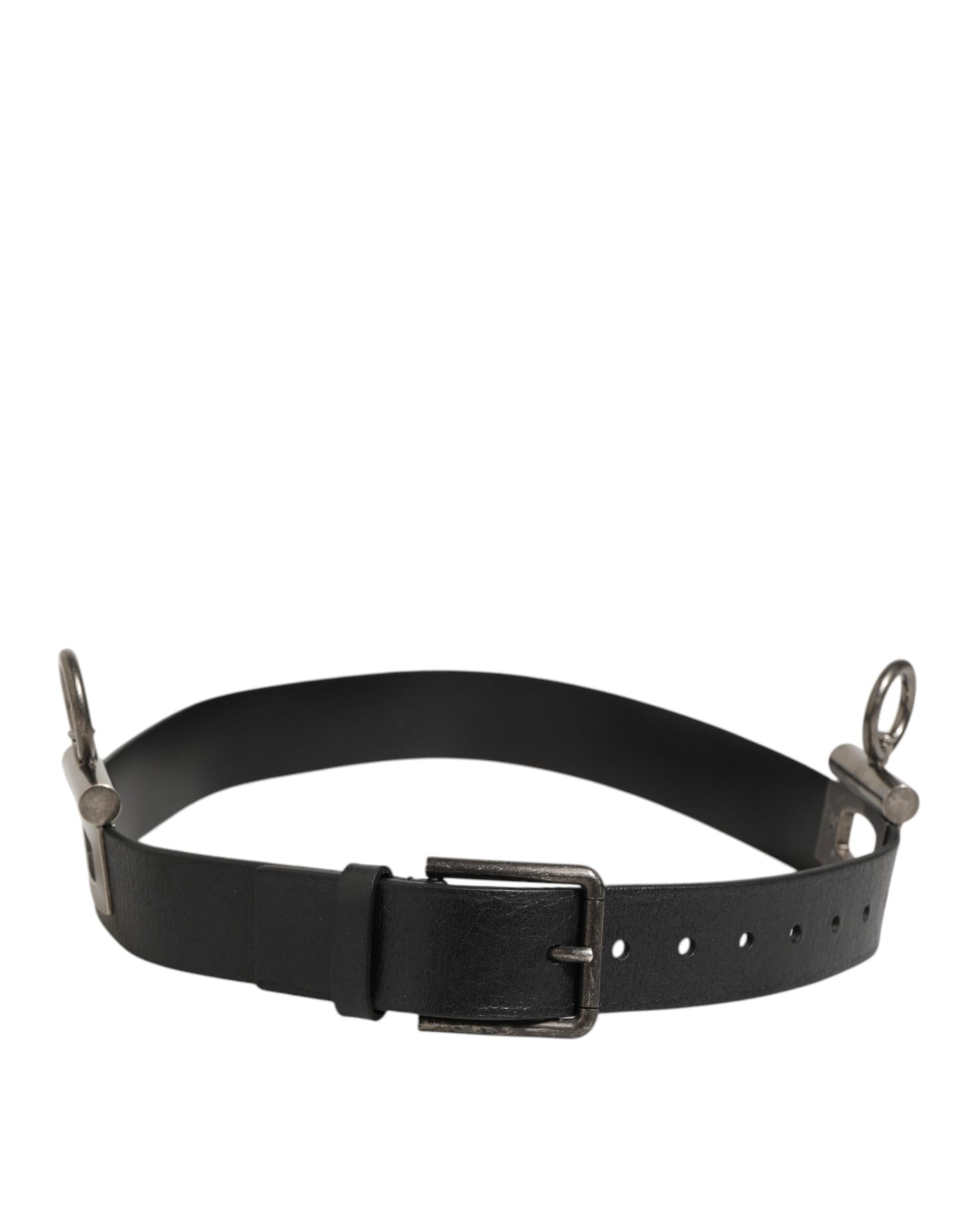 Dolce & Gabbana Dress Belt Leer Zwart Luxe Ambacht Premium