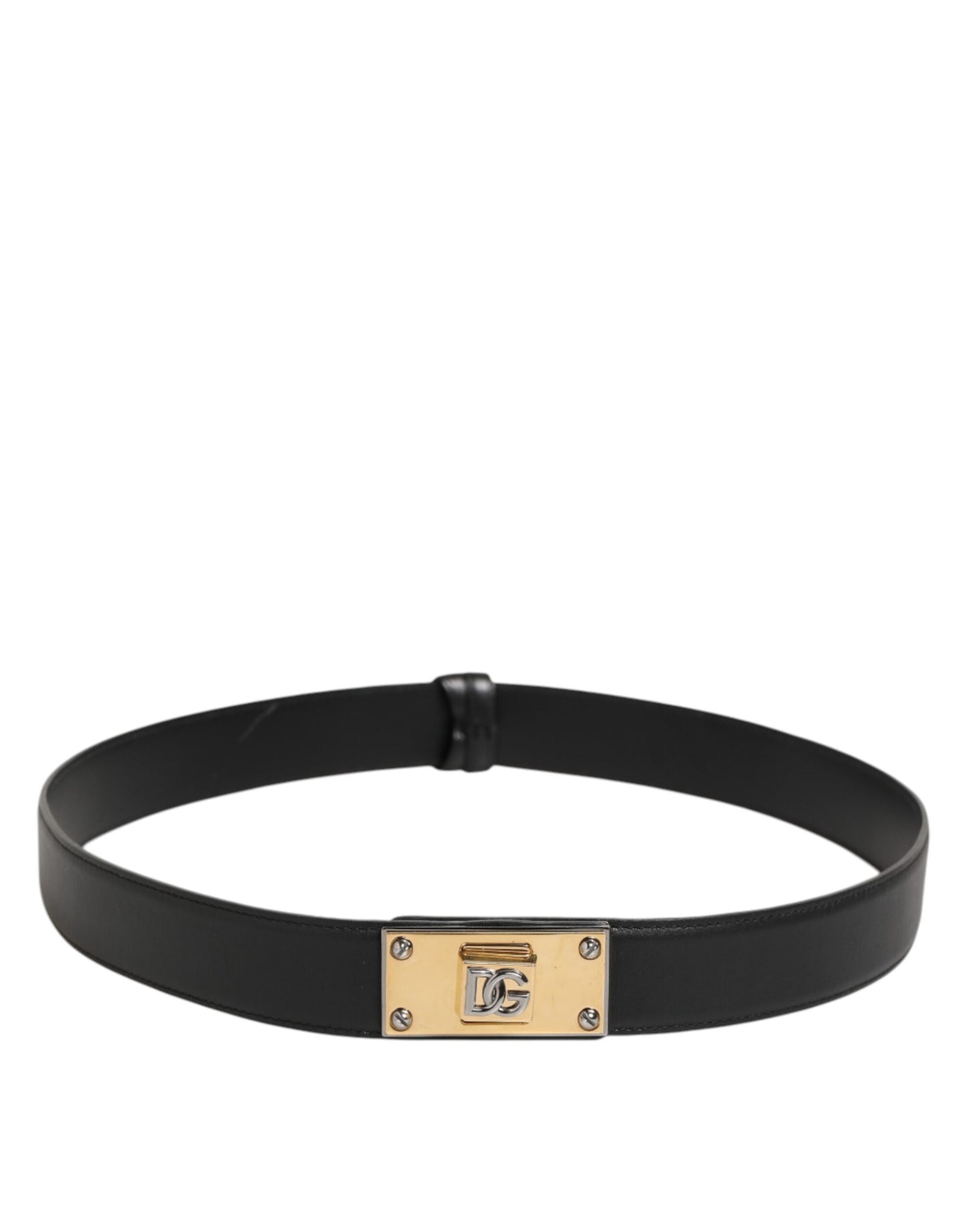 Dolce en Gabbana Lederen Klassieke Logo Gesp Riem - Zwart