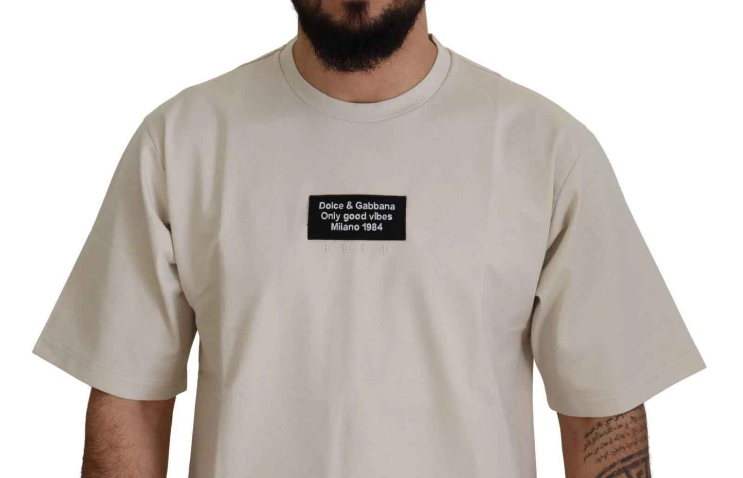 Dolce And Gabbana Ronde Hals T Shirt Ivoor Katoen Nylon