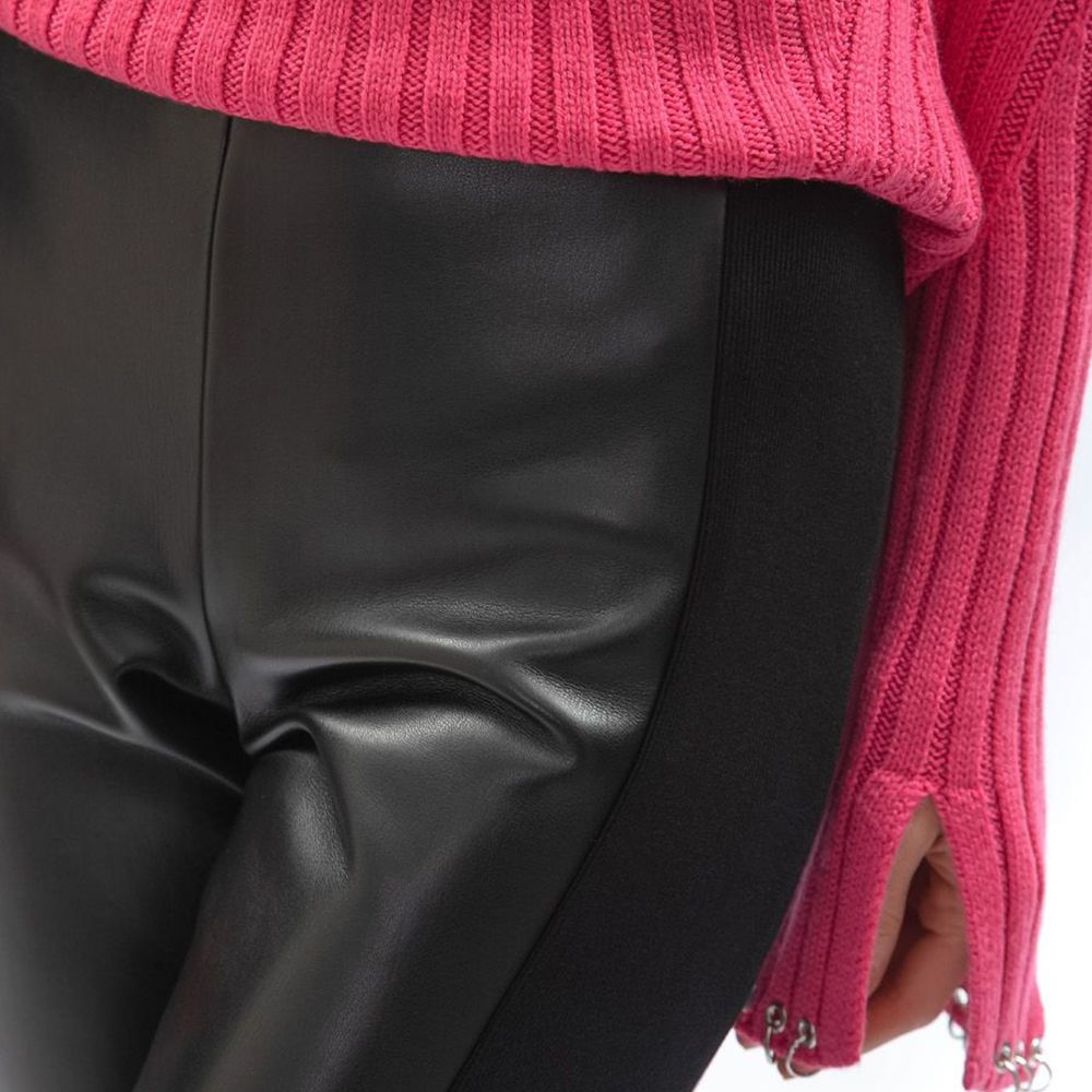 Patrizia Pepe Legging Technische Stof En Faux Leer Zwart