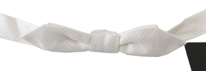 Dolce & Gabbana White 100% Silk Slim Adjustable Neck Papillon Men Tie by Dolce & Gabbana