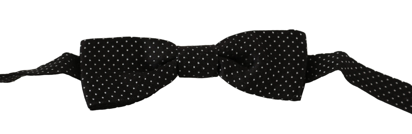 Dolce &amp; Gabbana Élégant nœud papillon en soie à pois noirs